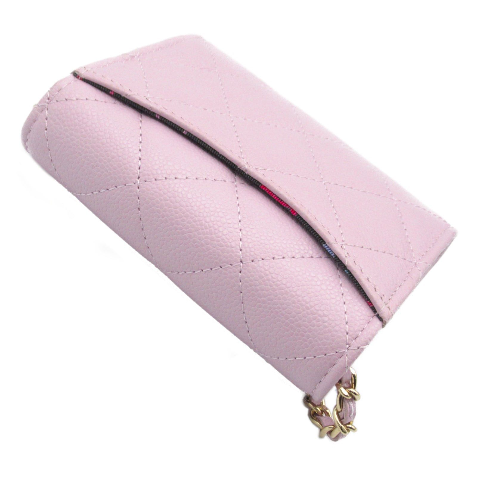 Chanel Chanel Matelasse With Chain Card Holder Shoulder Key Ring Caviar Skin (Grained Calf) Purple Lavender Gold Hardware Size ONE SIZE - 4 Thumbnail