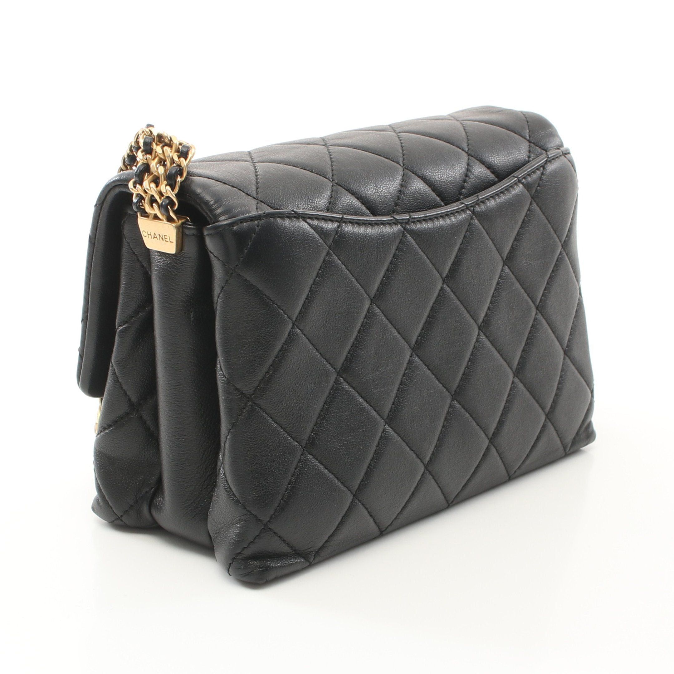 Chanel Chanel Matelasse Chain Shoulder Bag Lambskin Black Gold Hardware Size ONE SIZE - 2 Thumbnail