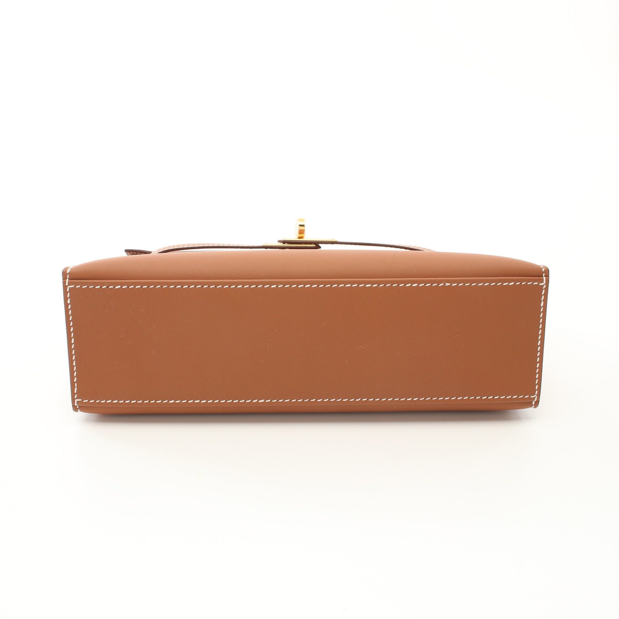 Hermes Hermes Pochette Kelly Mini Gold Handbag Veau Swift Brown Hardware Double Engraved Size ONE SIZE - 8 Thumbnail