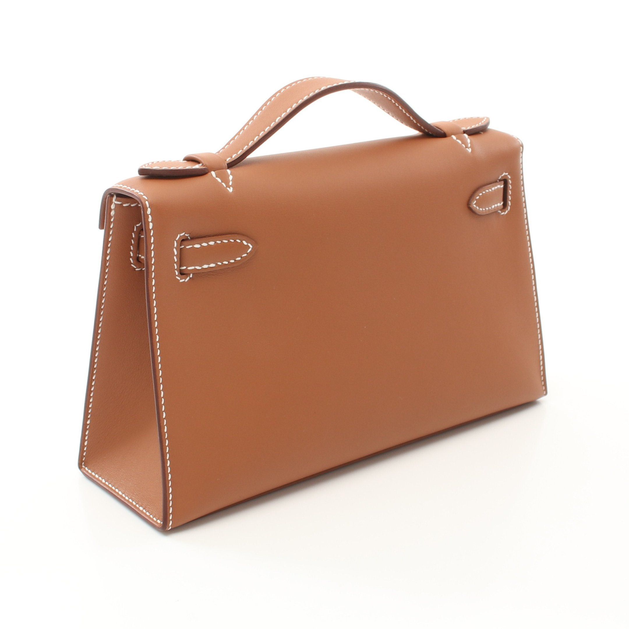 Hermes Hermes Pochette Kelly Mini Gold Handbag Veau Swift Brown Hardware Double Engraved Size ONE SIZE - 2 Thumbnail
