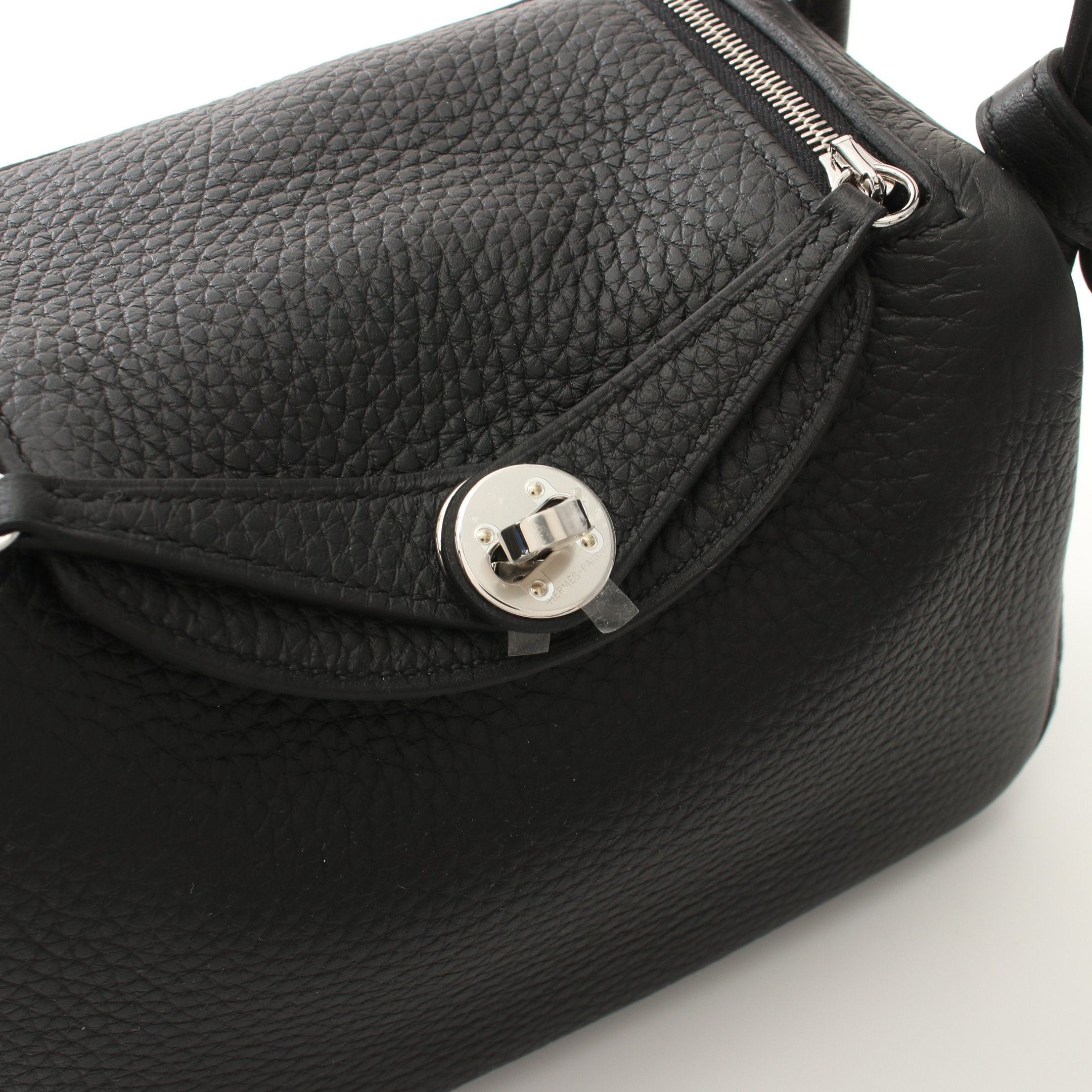 Hermes Hermes Lindy Mini Shoulder Bag Clemence Leather Black Silver Hardware Double Engraved Size ONE SIZE - 6 Thumbnail