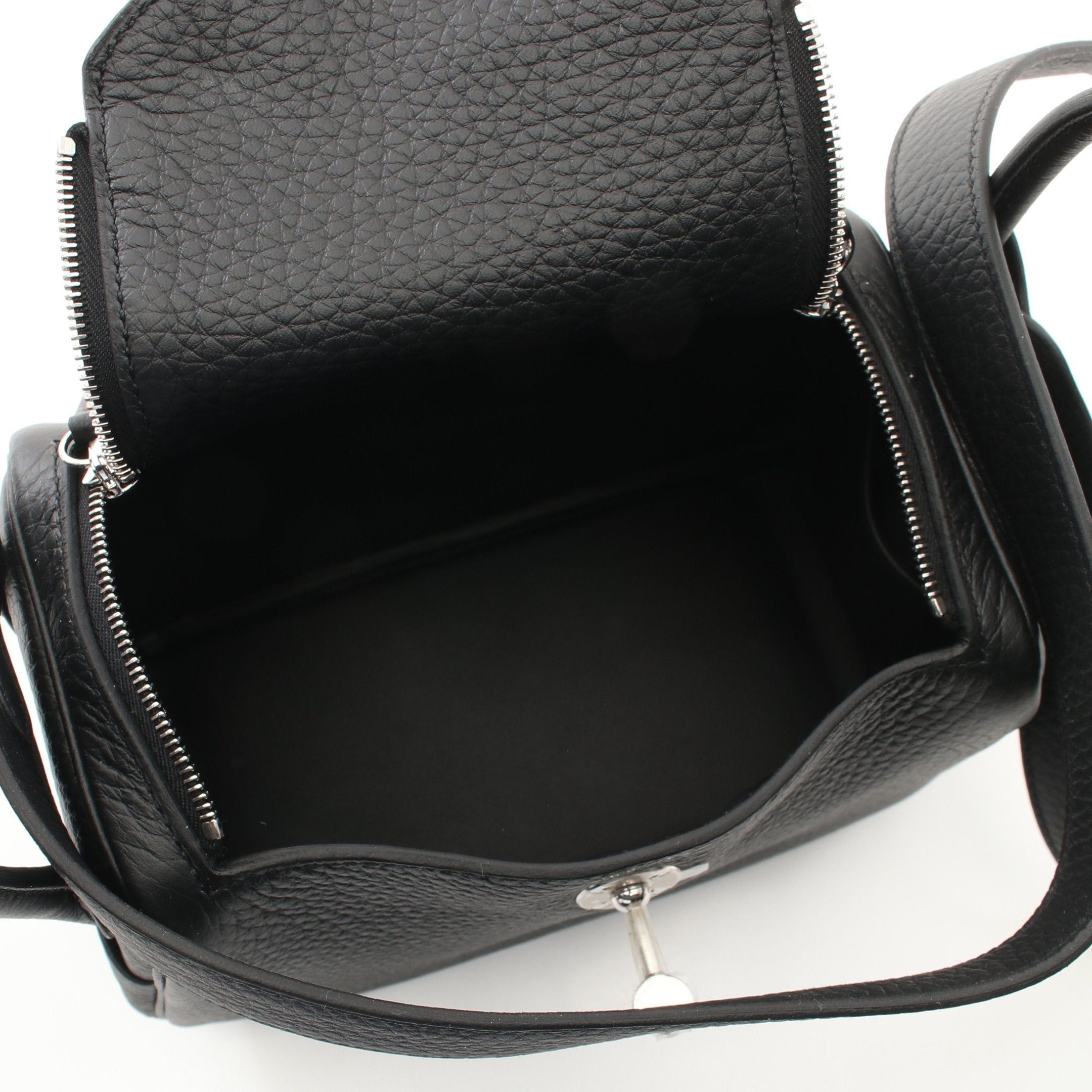 Hermes Hermes Lindy Mini Shoulder Bag Clemence Leather Black Silver Hardware Double Engraved Size ONE SIZE - 3 Thumbnail