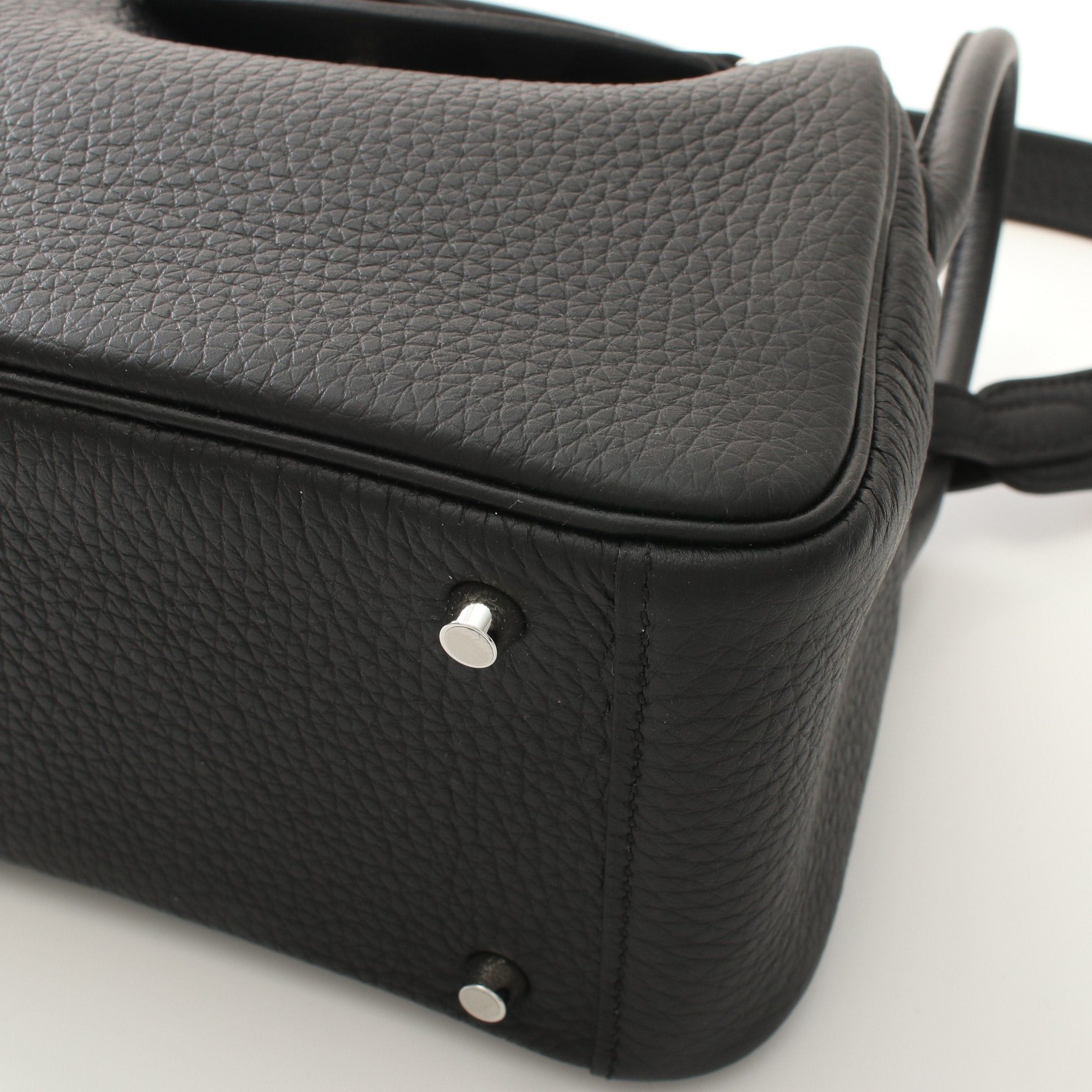 Hermes Hermes Lindy Mini Shoulder Bag Clemence Leather Black Silver Hardware Double Engraved Size ONE SIZE - 7 Thumbnail
