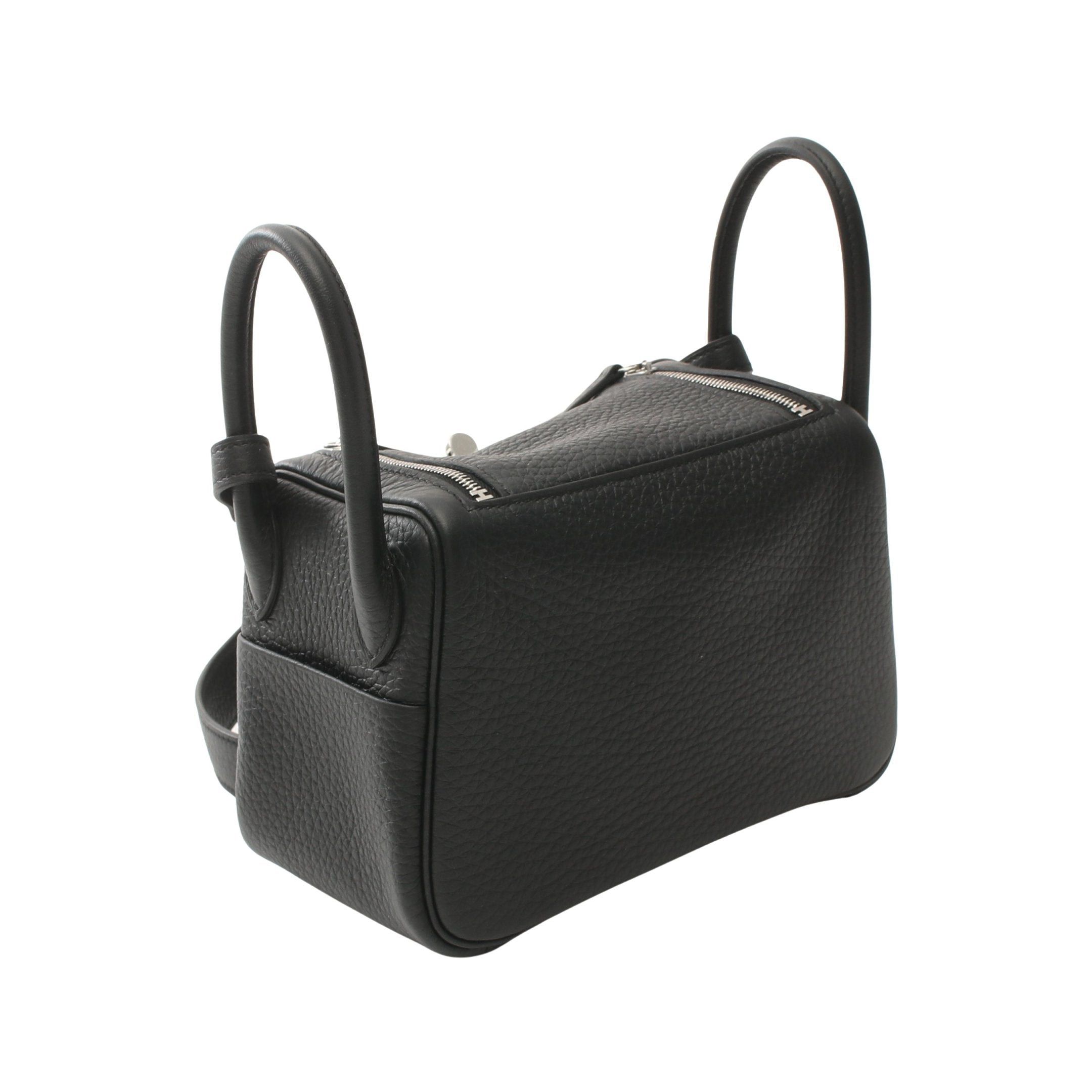 Hermes Hermes Lindy Mini Shoulder Bag Clemence Leather Black Silver Hardware Double Engraved Size ONE SIZE - 2 Thumbnail