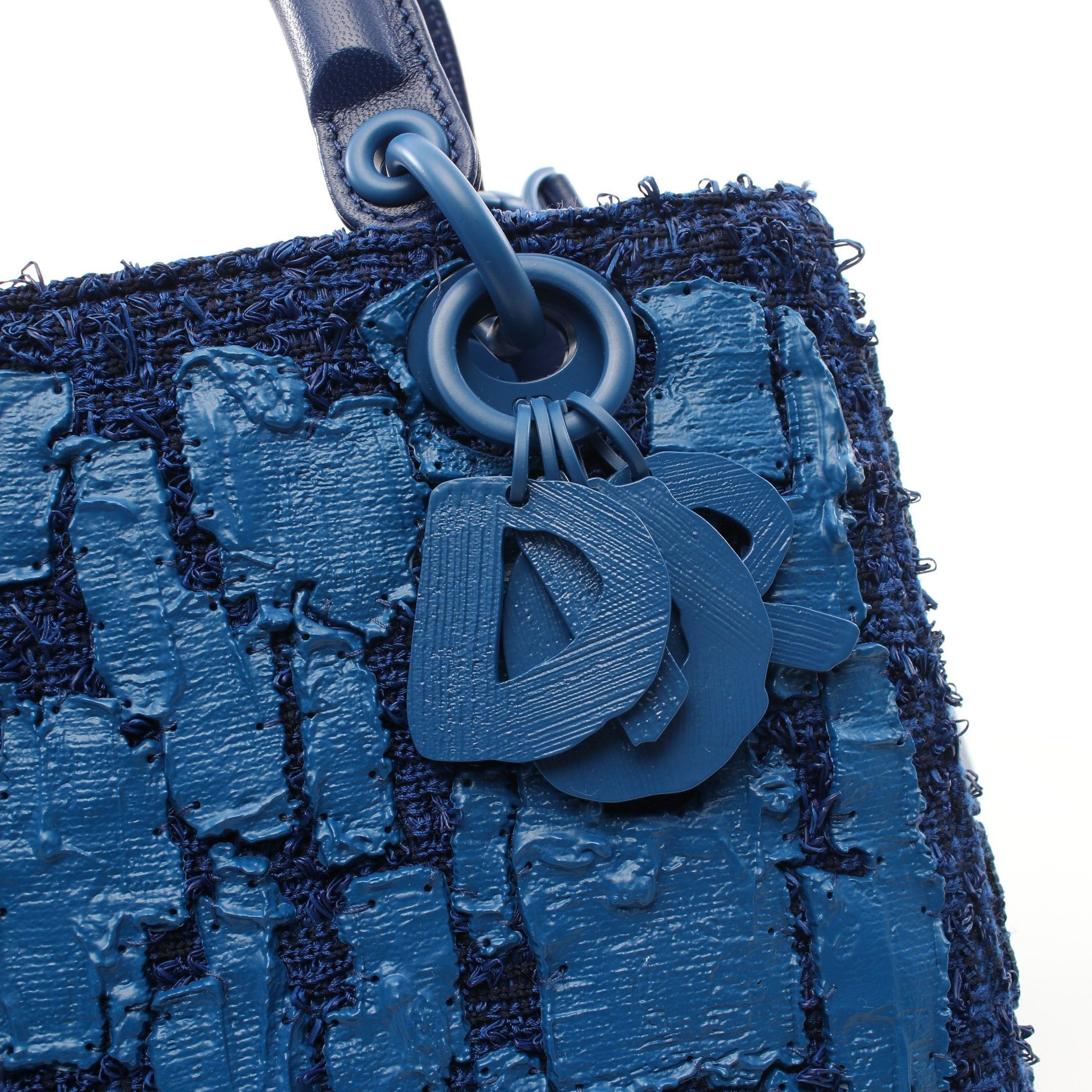 Dior Dior Lady Dior Handbag Tweed Dark Blue Size ONE SIZE - 6 Thumbnail