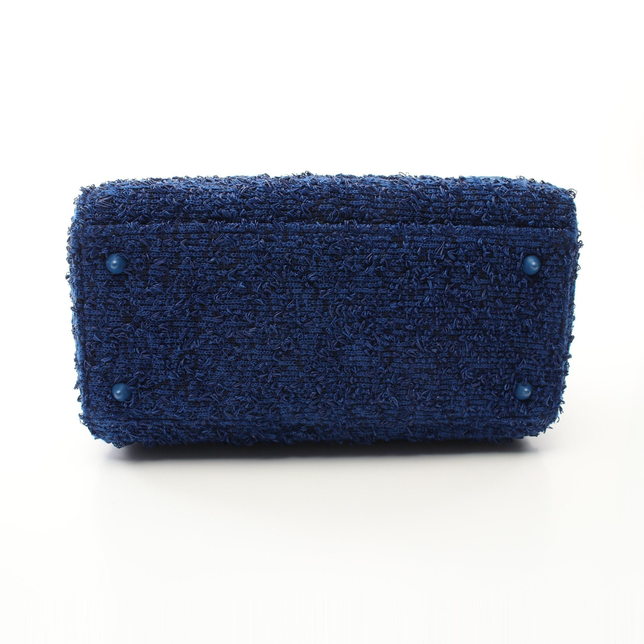 Dior Dior Lady Dior Handbag Tweed Dark Blue Size ONE SIZE - 10 Thumbnail
