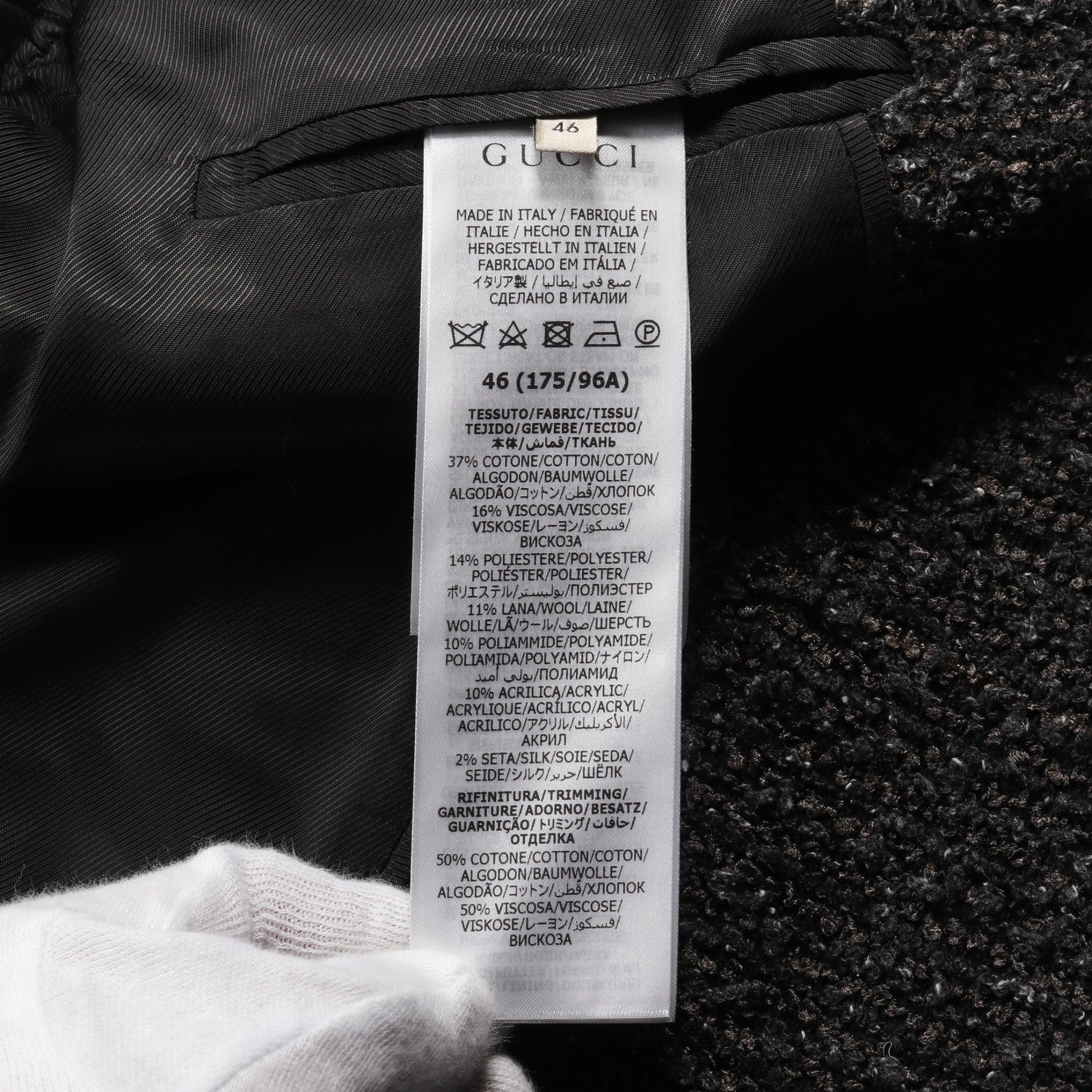 Gucci Gucci Sherry Line Tweed Jacket Cotton Rayon Gray Green Red Double Breasted Size ONE SIZE - 5 Thumbnail