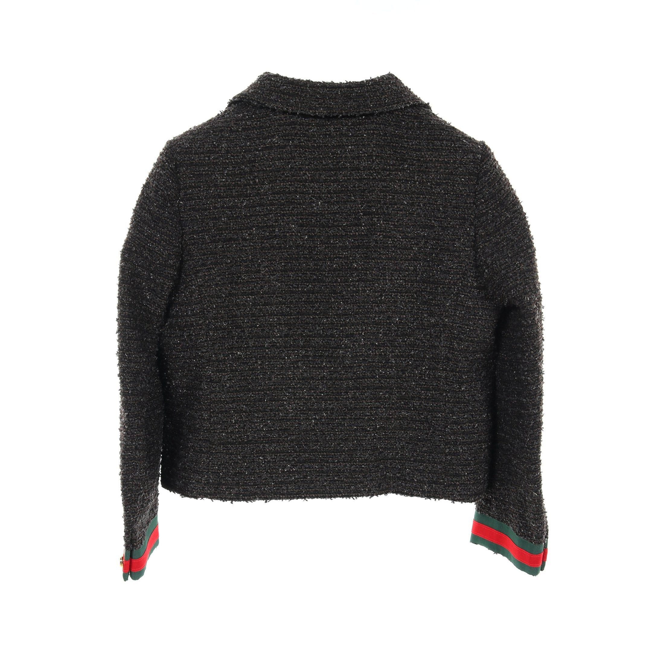 Gucci Gucci Sherry Line Tweed Jacket Cotton Rayon Gray Green Red Double Breasted Size ONE SIZE - 2 Thumbnail