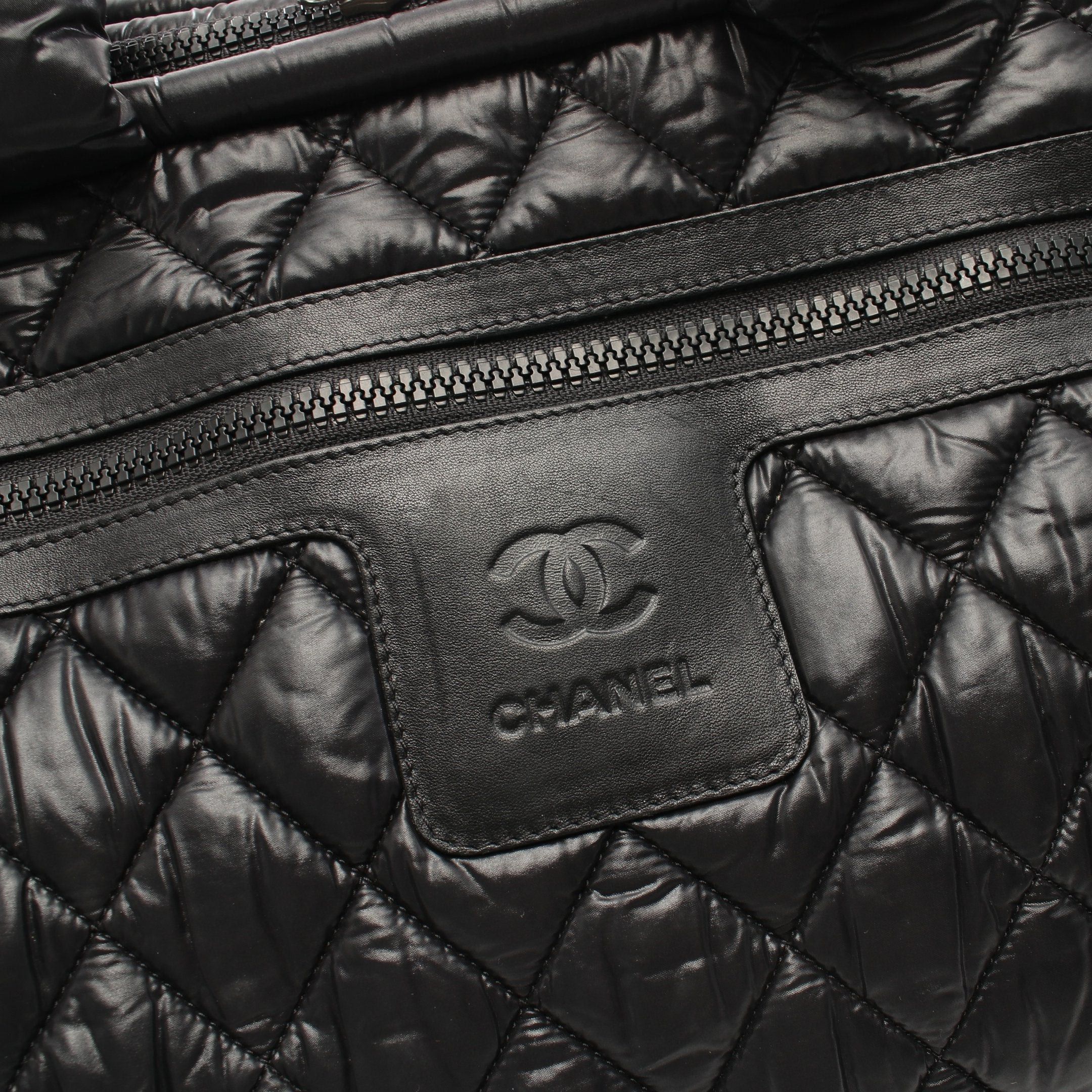 Chanel Chanel Coco Coon Handbag Mini Boston Bag Check Nylon Black Silver Hardware Size ONE SIZE - 9 Thumbnail