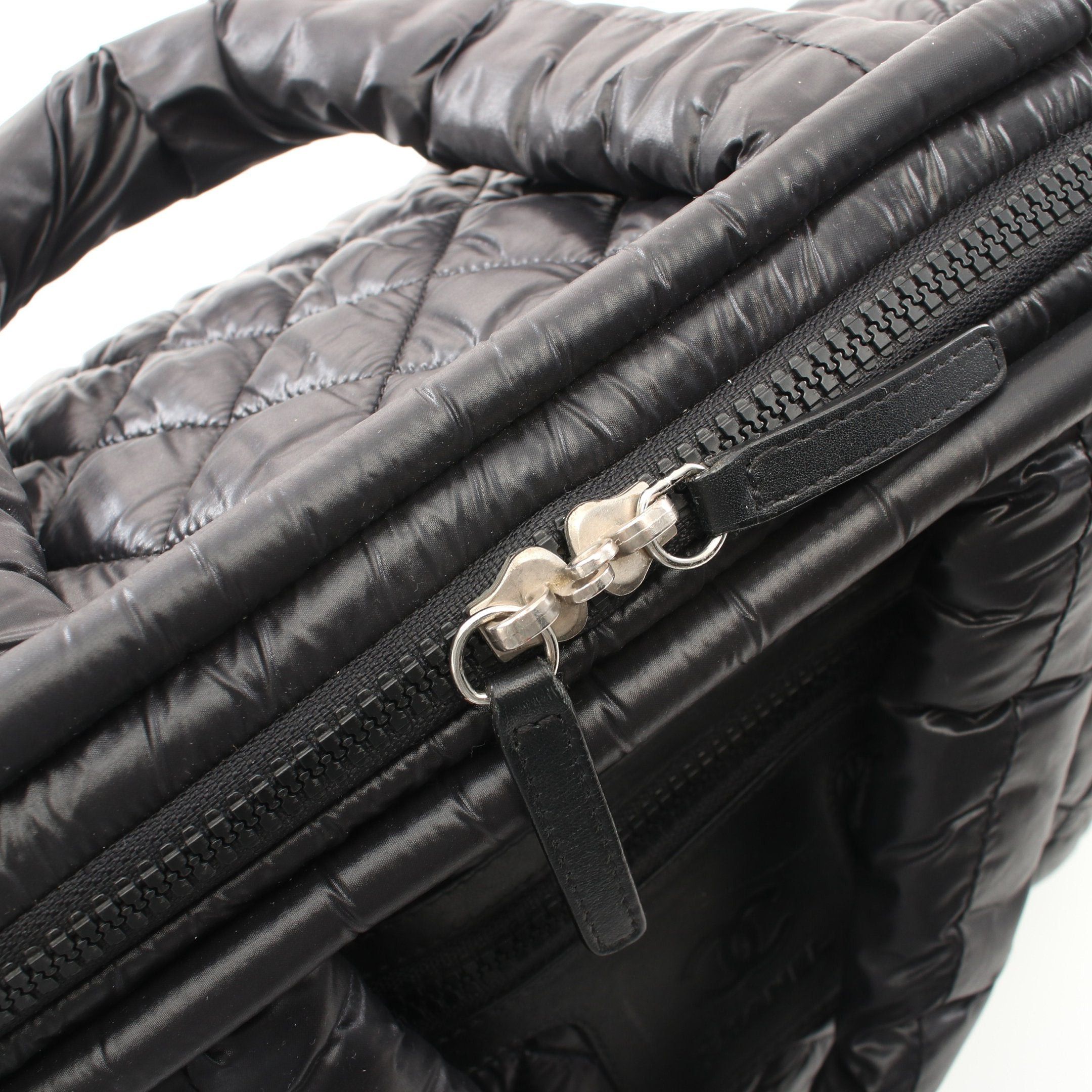 Chanel Chanel Coco Coon Handbag Mini Boston Bag Check Nylon Black Silver Hardware Size ONE SIZE - 6 Thumbnail