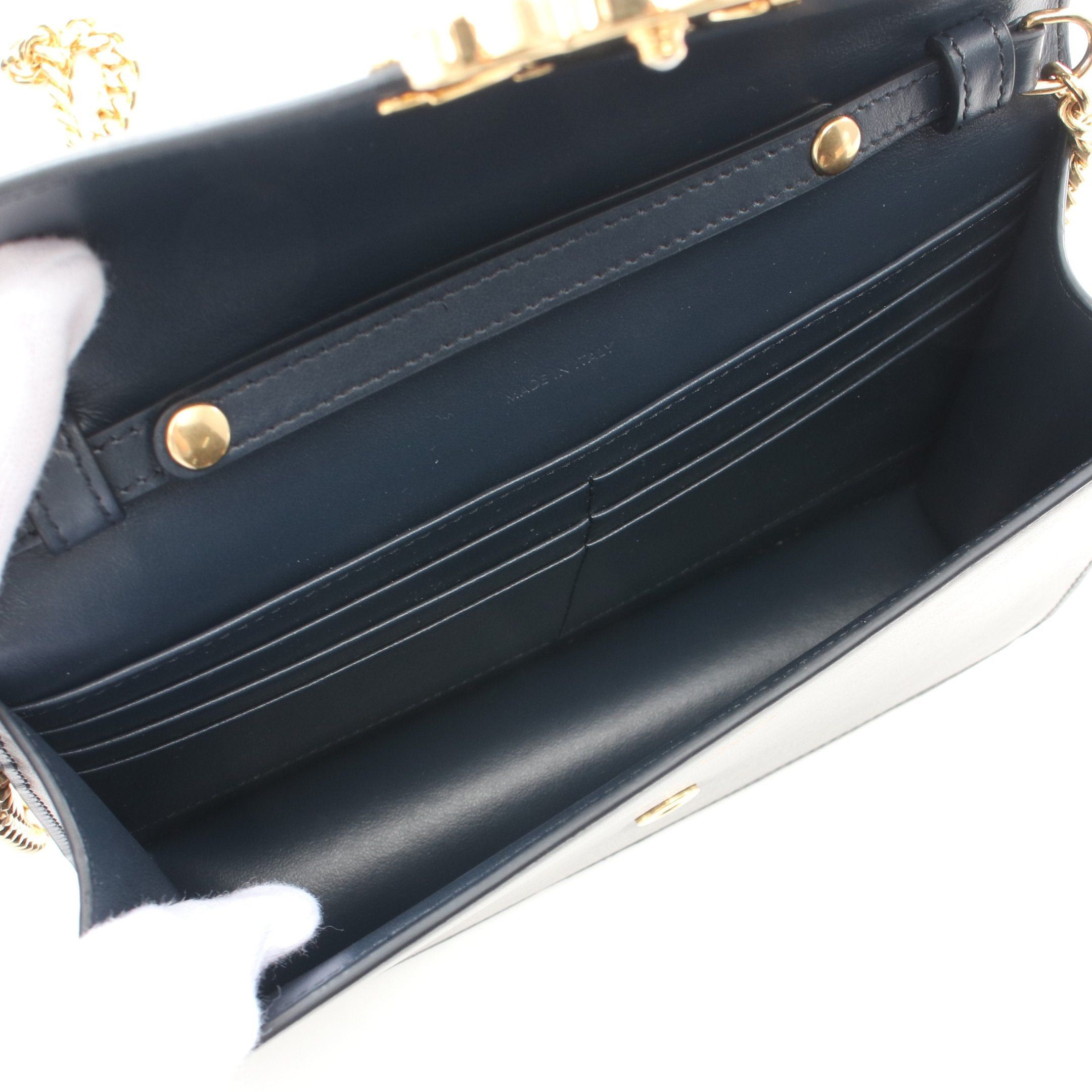 Celine Celine Triomphe Chain Wallet Leather Navy Size ONE SIZE - 3 Thumbnail