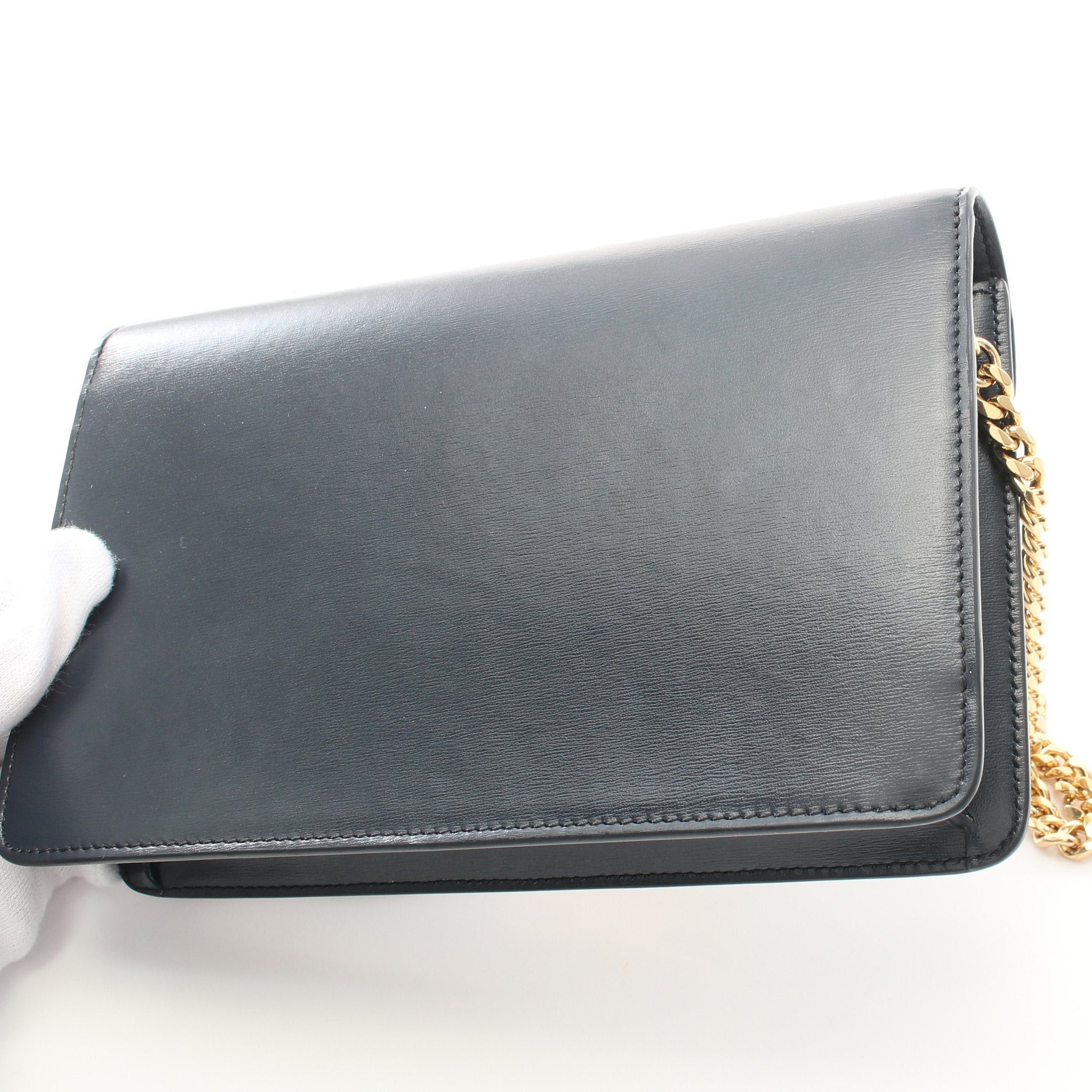 Celine Celine Triomphe Chain Wallet Leather Navy Size ONE SIZE - 6 Thumbnail