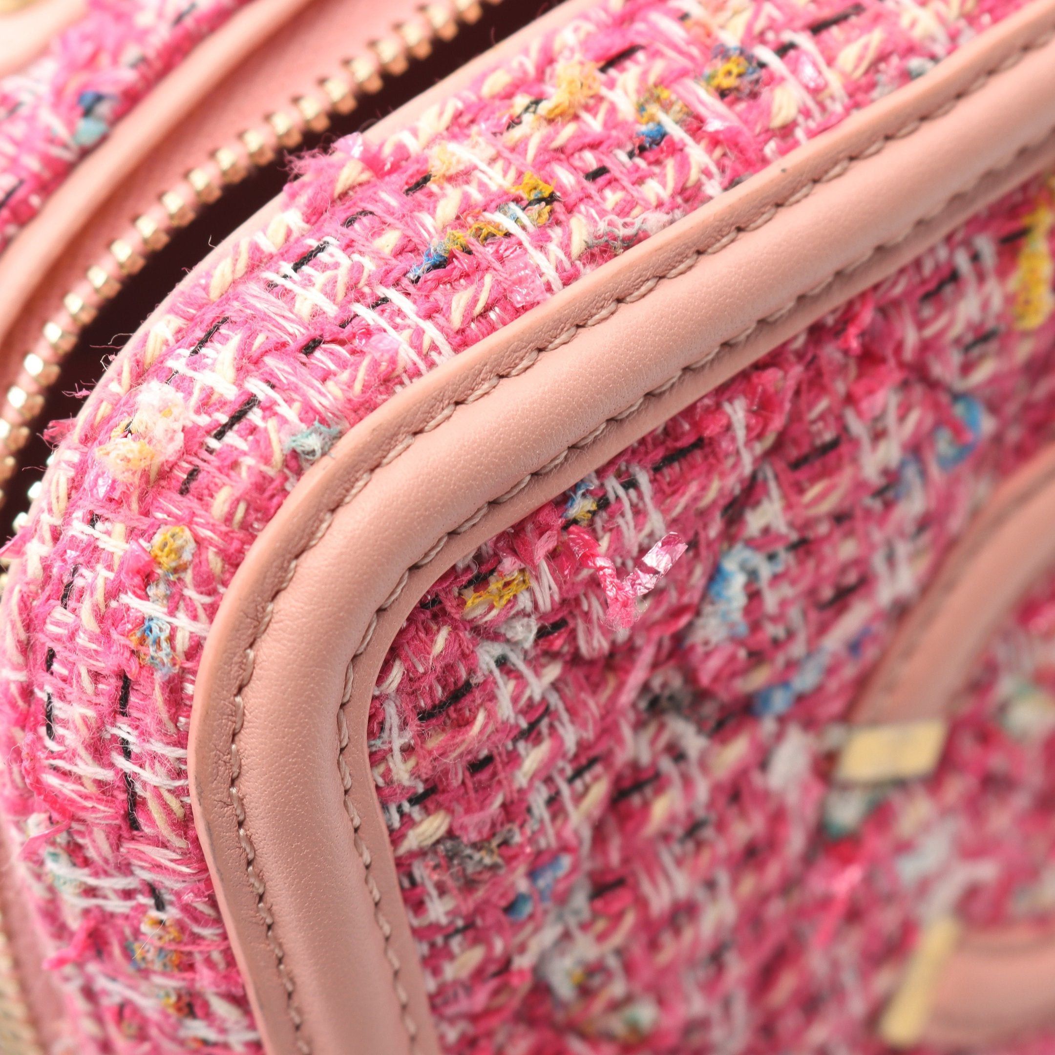Chanel Chanel Cc Figley Small Vanity Bag Chain Shoulder Tweed Leather Pink Gold Hardware Size ONE SIZE - 6 Thumbnail
