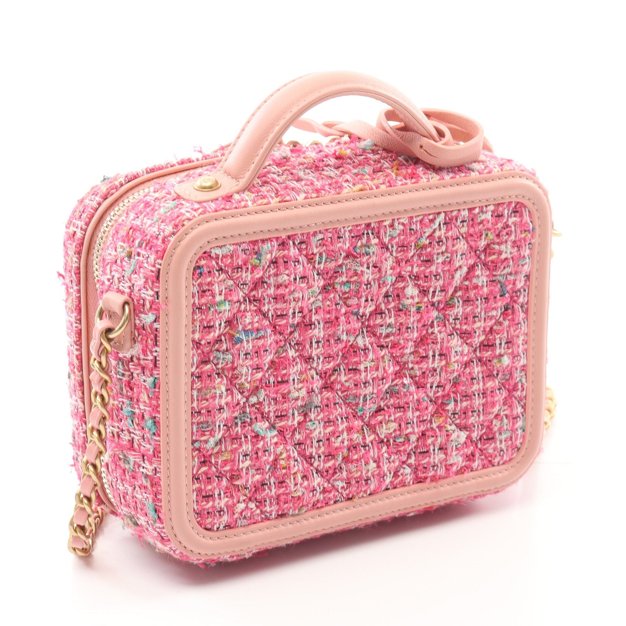 Chanel Chanel Cc Figley Small Vanity Bag Chain Shoulder Tweed Leather Pink Gold Hardware Size ONE SIZE - 2 Thumbnail