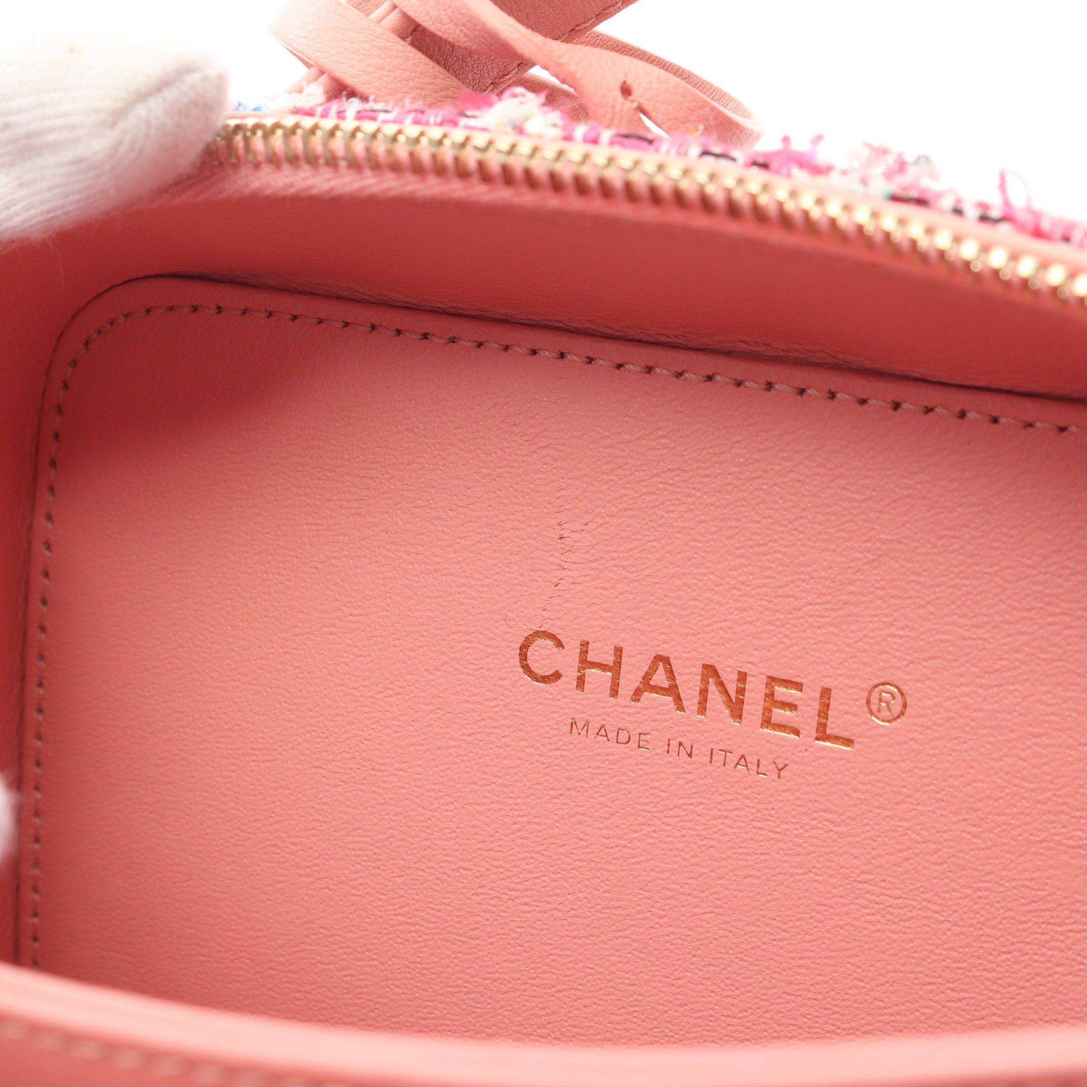 Chanel Chanel Cc Figley Small Vanity Bag Chain Shoulder Tweed Leather Pink Gold Hardware Size ONE SIZE - 9 Thumbnail