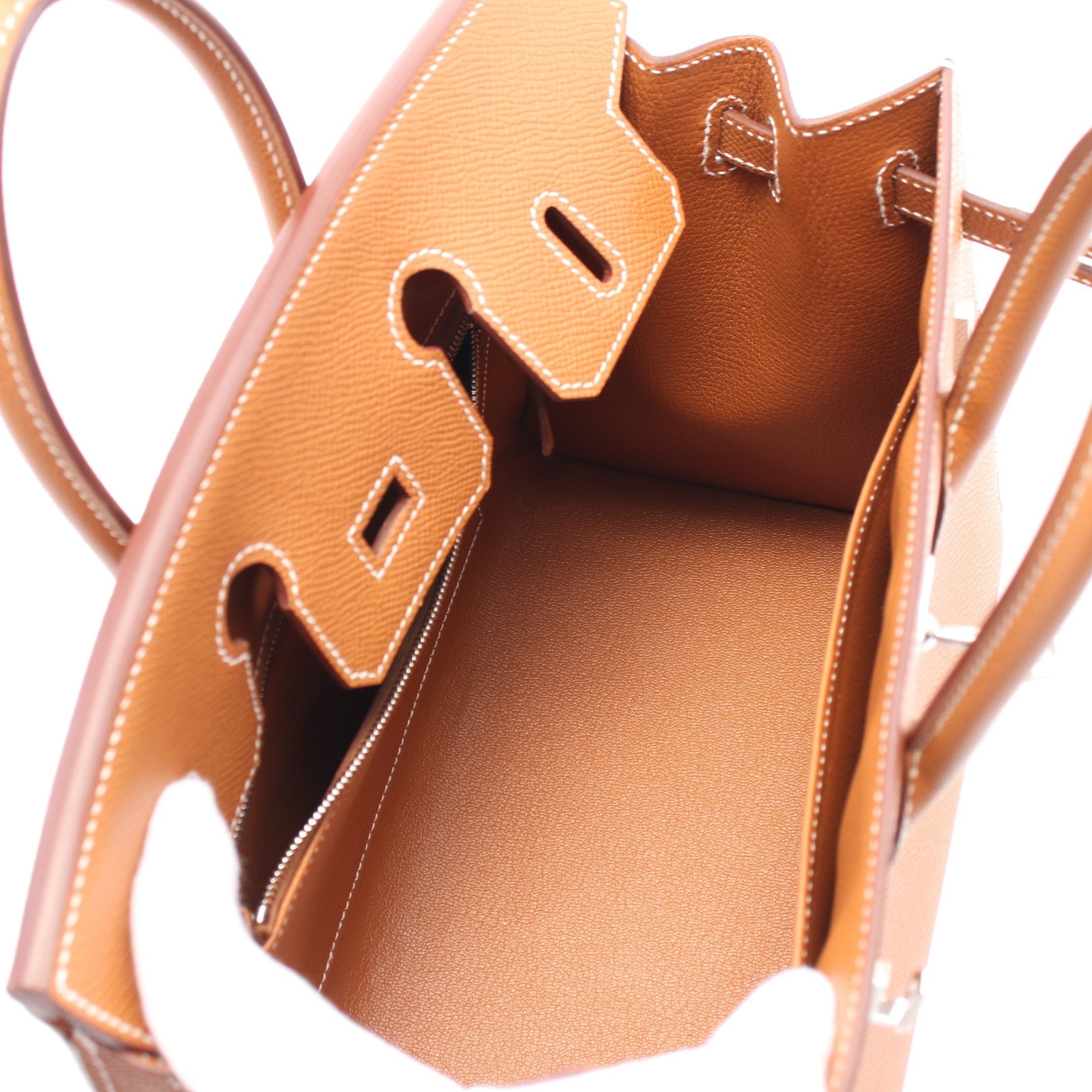 Hermes Hermes Birkin Serie 25 Gold Handbag Veau Epsom Brown Silver Hardware Double Engraved Size ONE SIZE - 3 Thumbnail