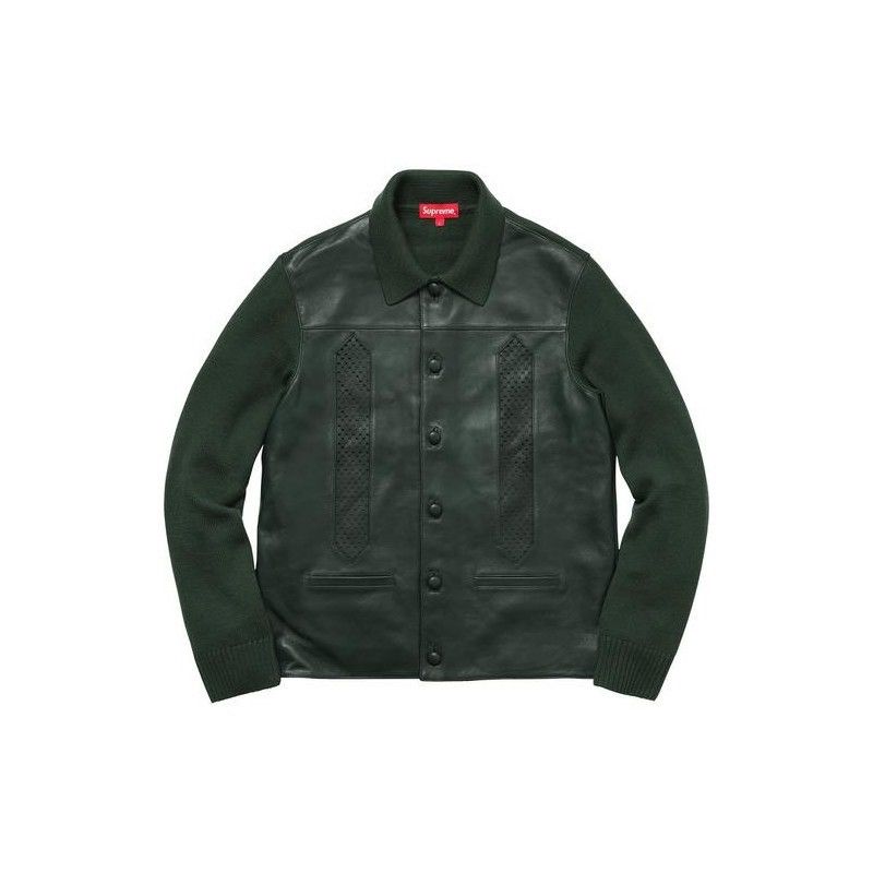 Supreme Leather Front Polo Sweater | Grailed