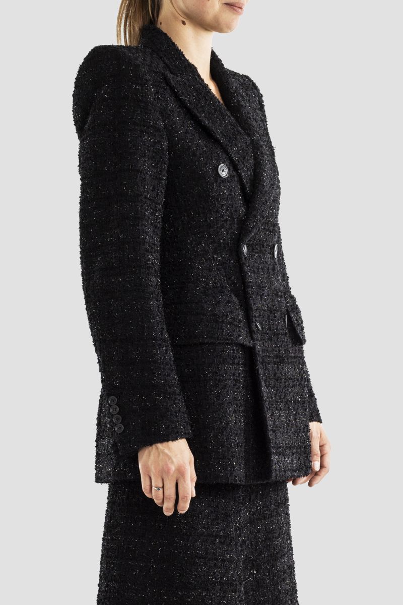 Balenciaga DB hourglass black tweed jacket Size XS / US 0-2 / IT 36-38 - 2 Thumbnail
