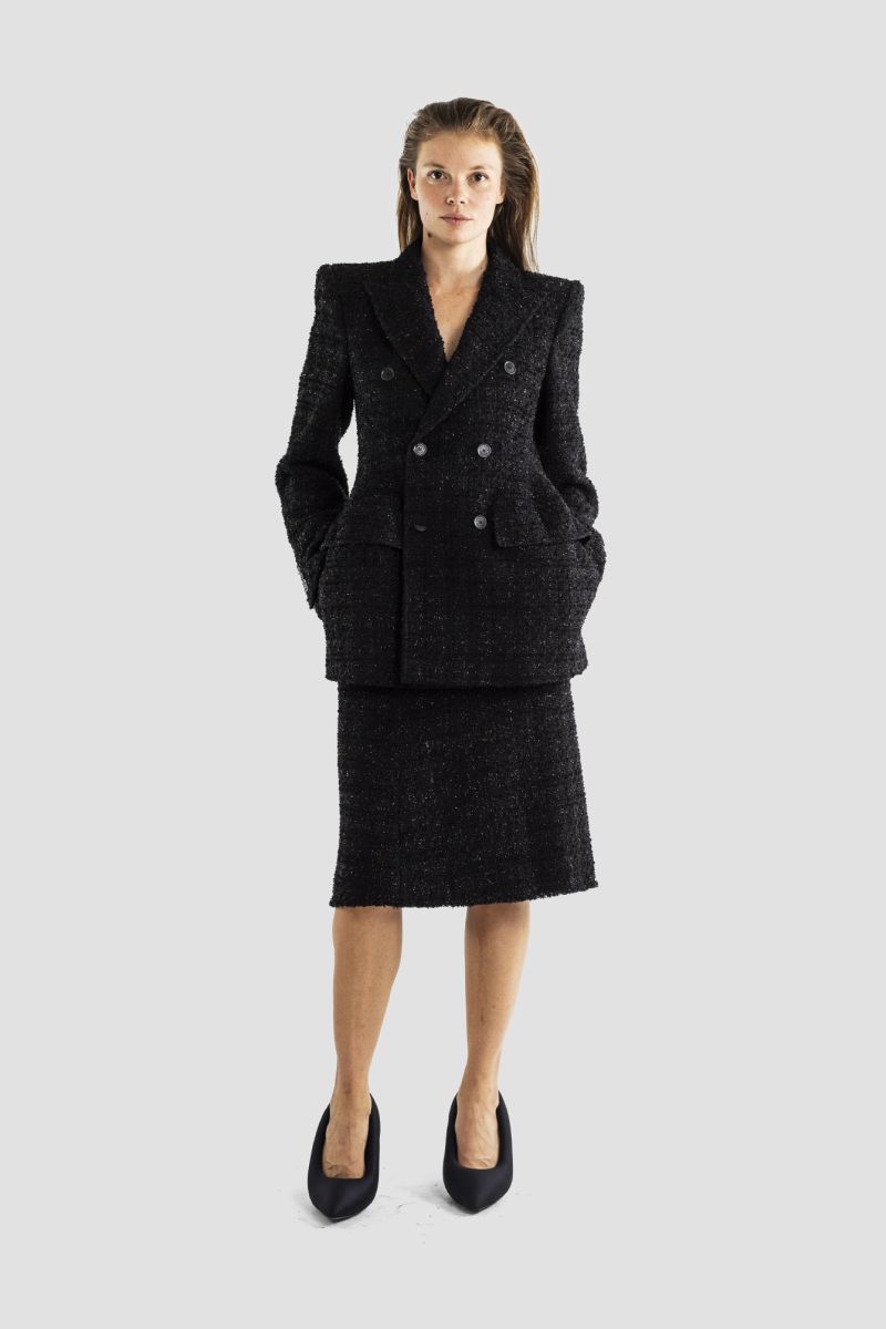 Balenciaga DB hourglass black tweed jacket Size XL / US 12-14 / IT 48-50 - 3 Thumbnail