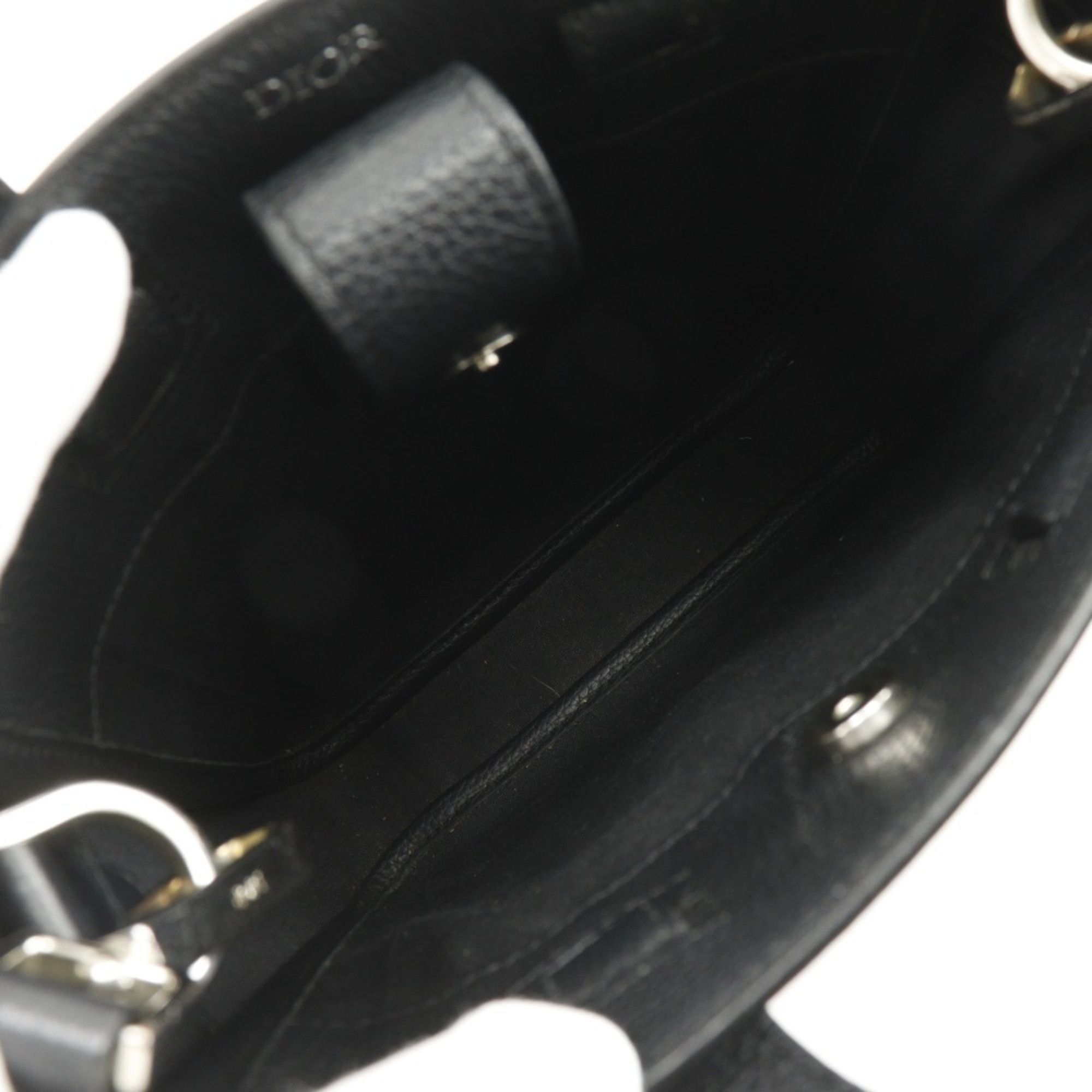 Dior Christian Dior Saddle Mini Tote Handbag Shoulder Bag Calf Black 2way A5 Type Women's Size ONE SIZE - 7 Thumbnail