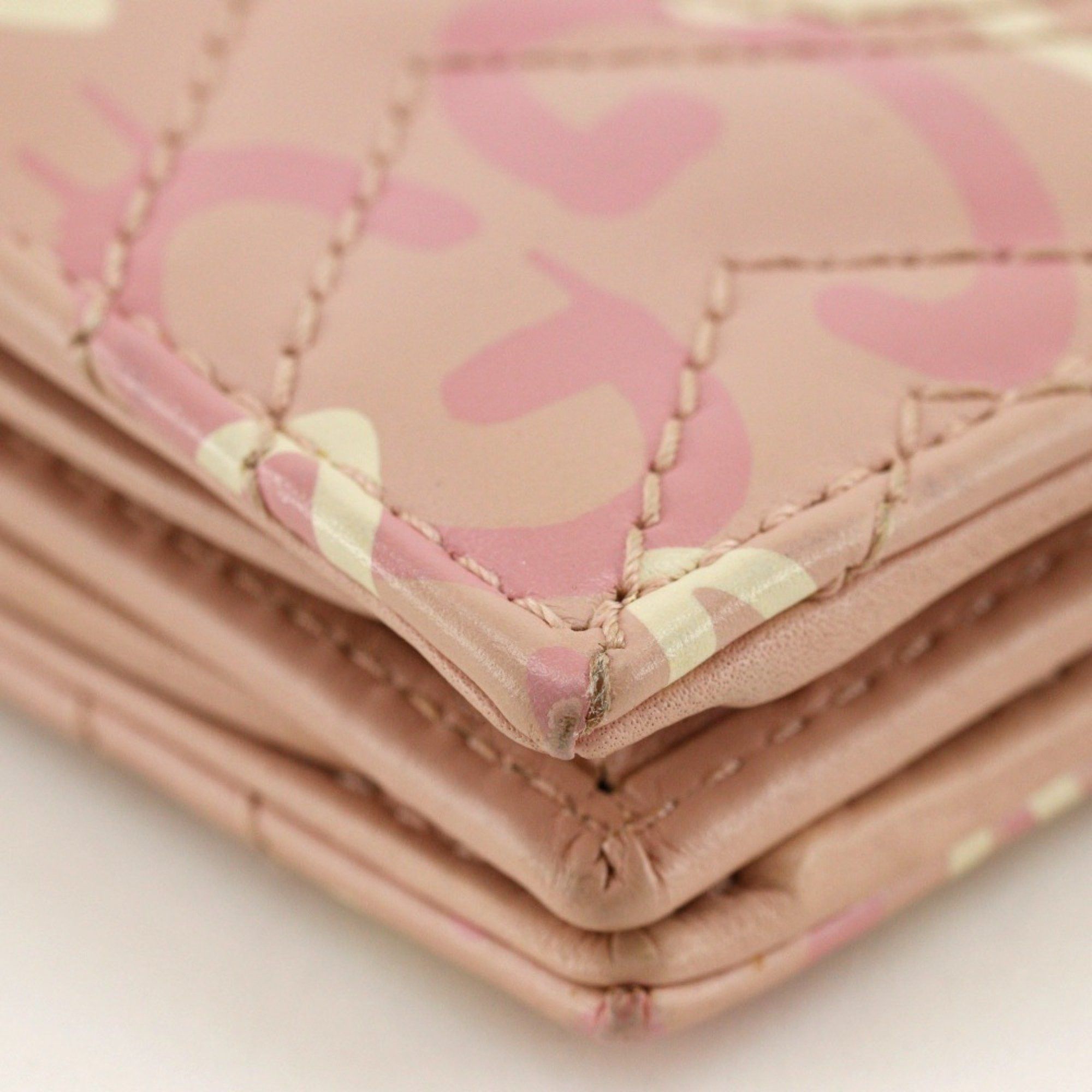 Gucci GUCCI Compact Wallet Bi-fold GG Ghost Card Case 449421 Leather Pink Snap Button Women's Size ONE SIZE - 6 Thumbnail
