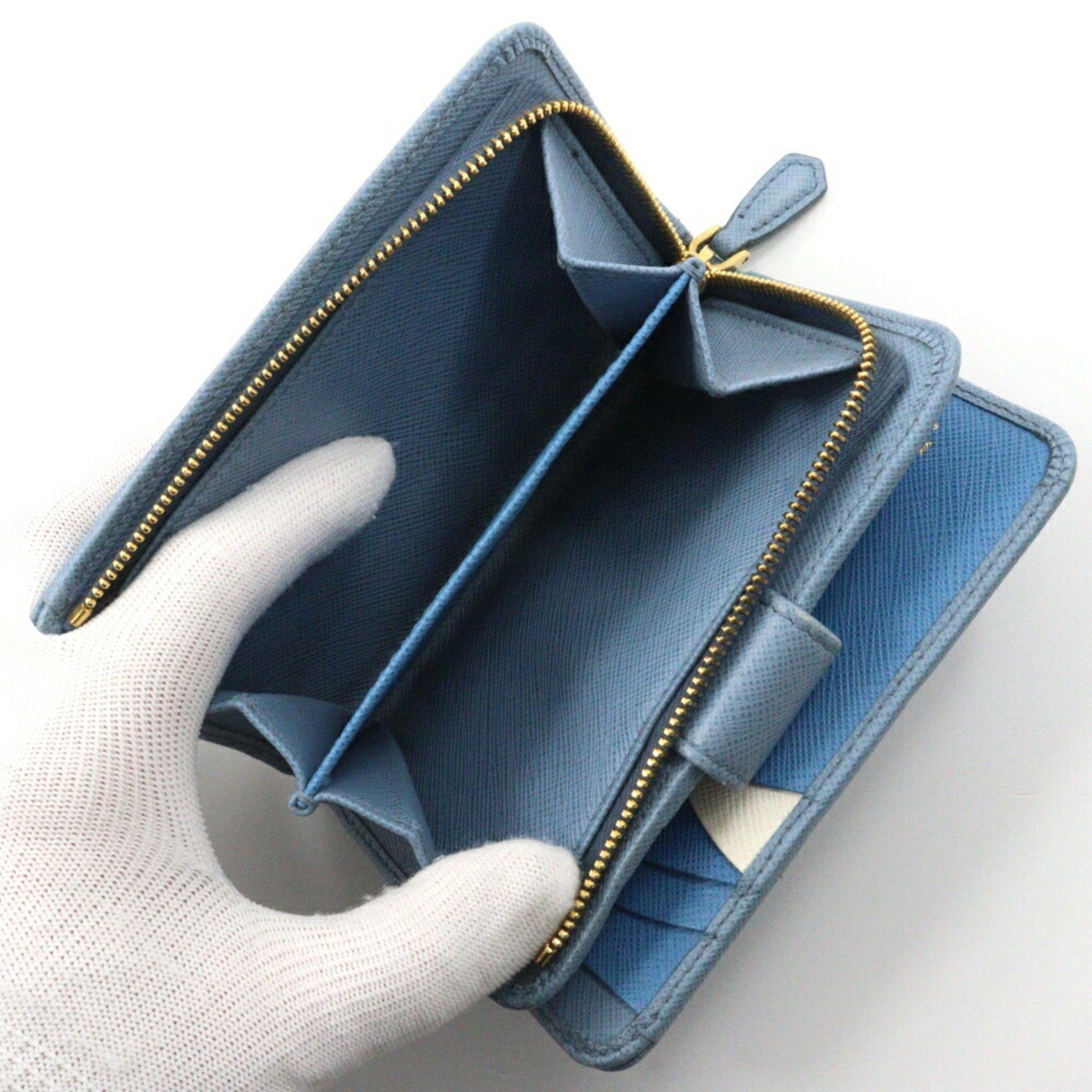 Prada PRADA Bi-fold wallet Saffiano ASTRALE light blue snap button for women Size ONE SIZE - 6 Thumbnail