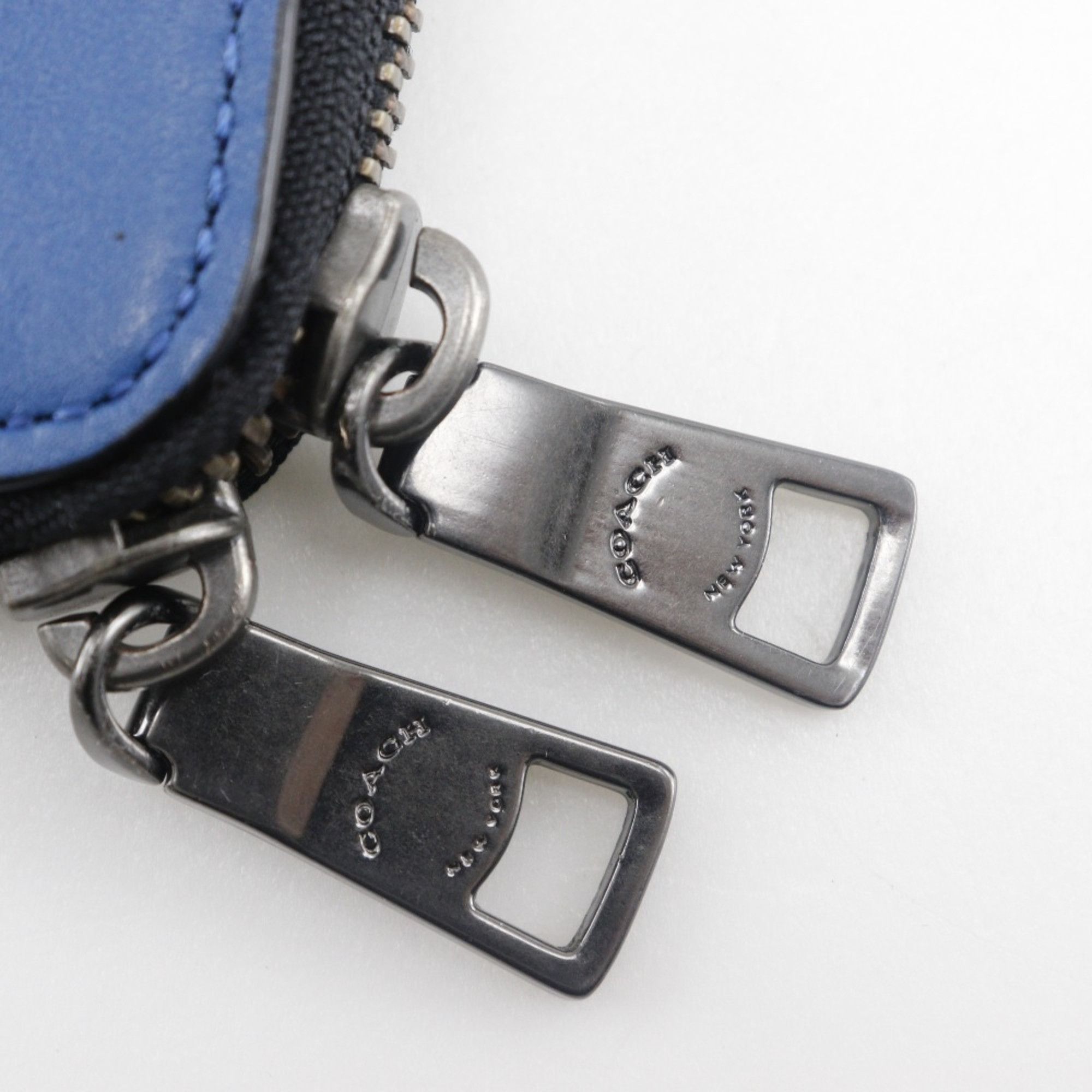 Coach COACH Tablet Case Clutch Bag Punching Leather Blue A5 Double Unisex Size ONE SIZE - 9 Thumbnail
