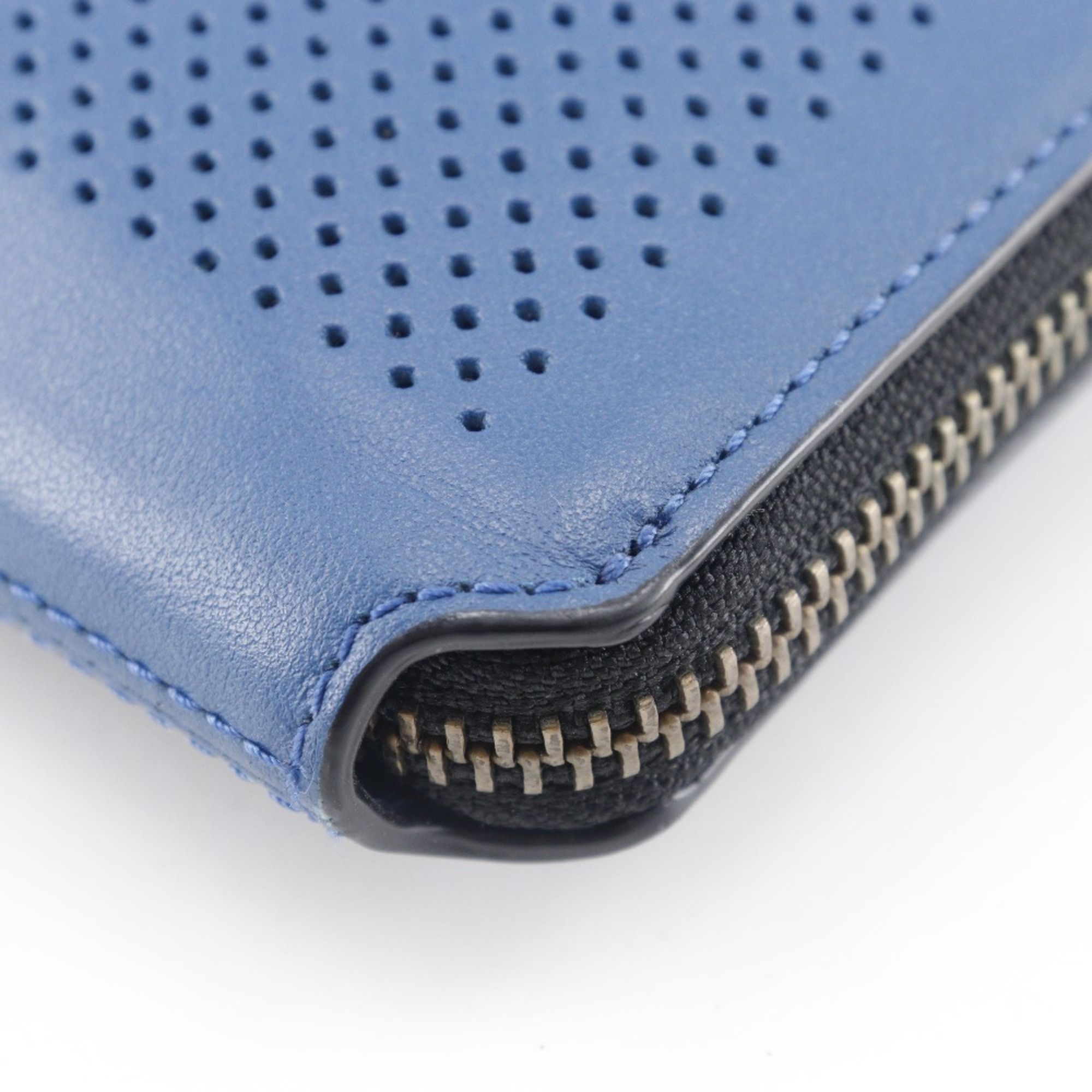 Coach COACH Tablet Case Clutch Bag Punching Leather Blue A5 Double Unisex Size ONE SIZE - 5 Thumbnail