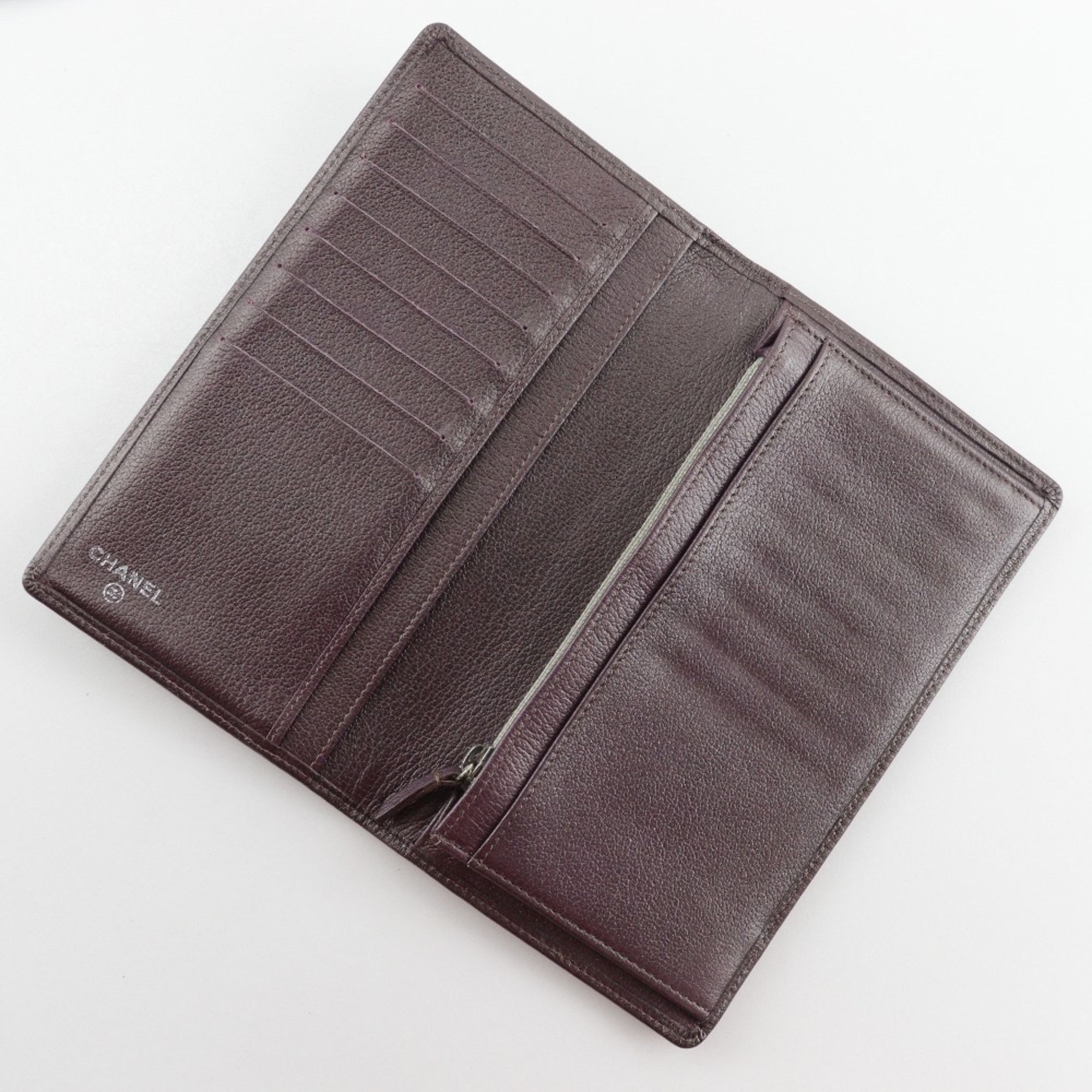 Chanel CHANEL Camellia COCO Mark Long Wallet Leather Metallic Purple Women's Size ONE SIZE - 6 Thumbnail