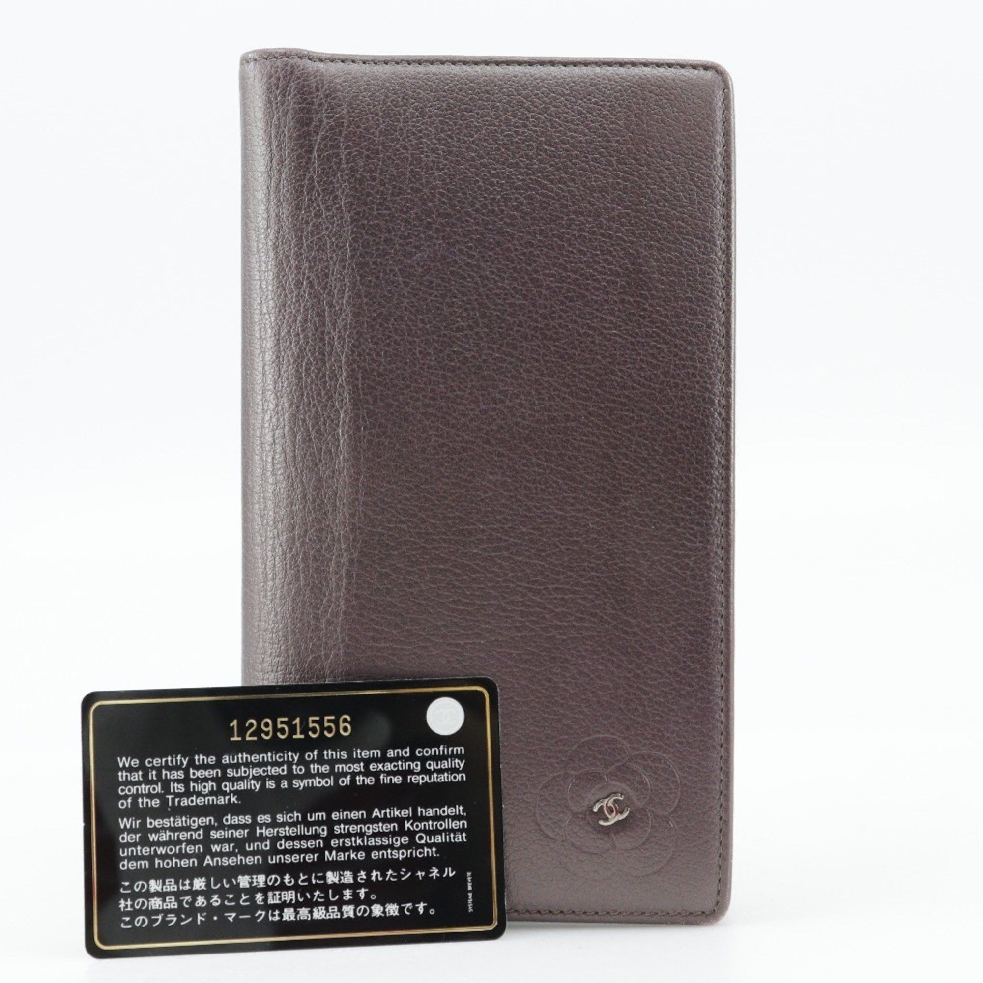 Chanel CHANEL Camellia COCO Mark Long Wallet Leather Metallic Purple Women's Size ONE SIZE - 10 Thumbnail