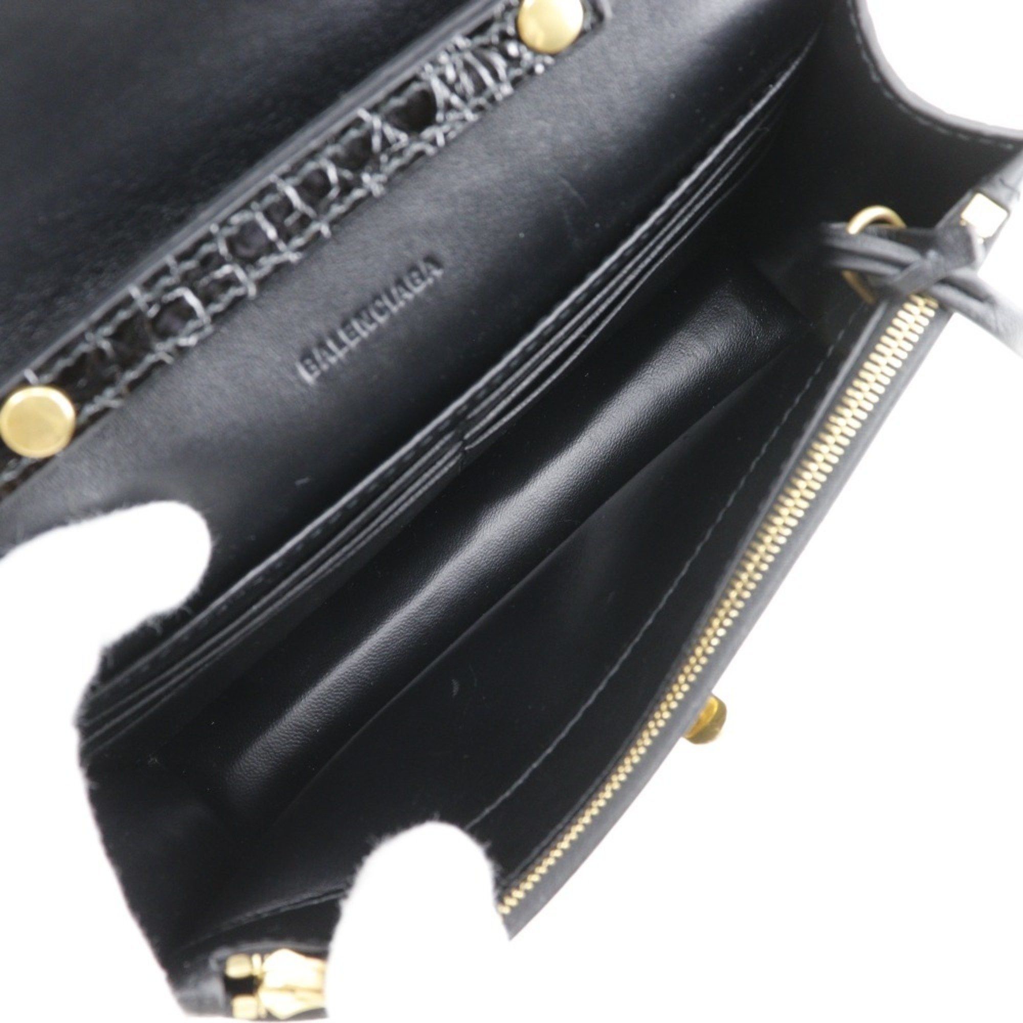 Balenciaga BALENCIAGA Mini Shoulder Bag Clutch Embossed Leather Black 2way Flap Women's Size ONE SIZE - 5 Thumbnail