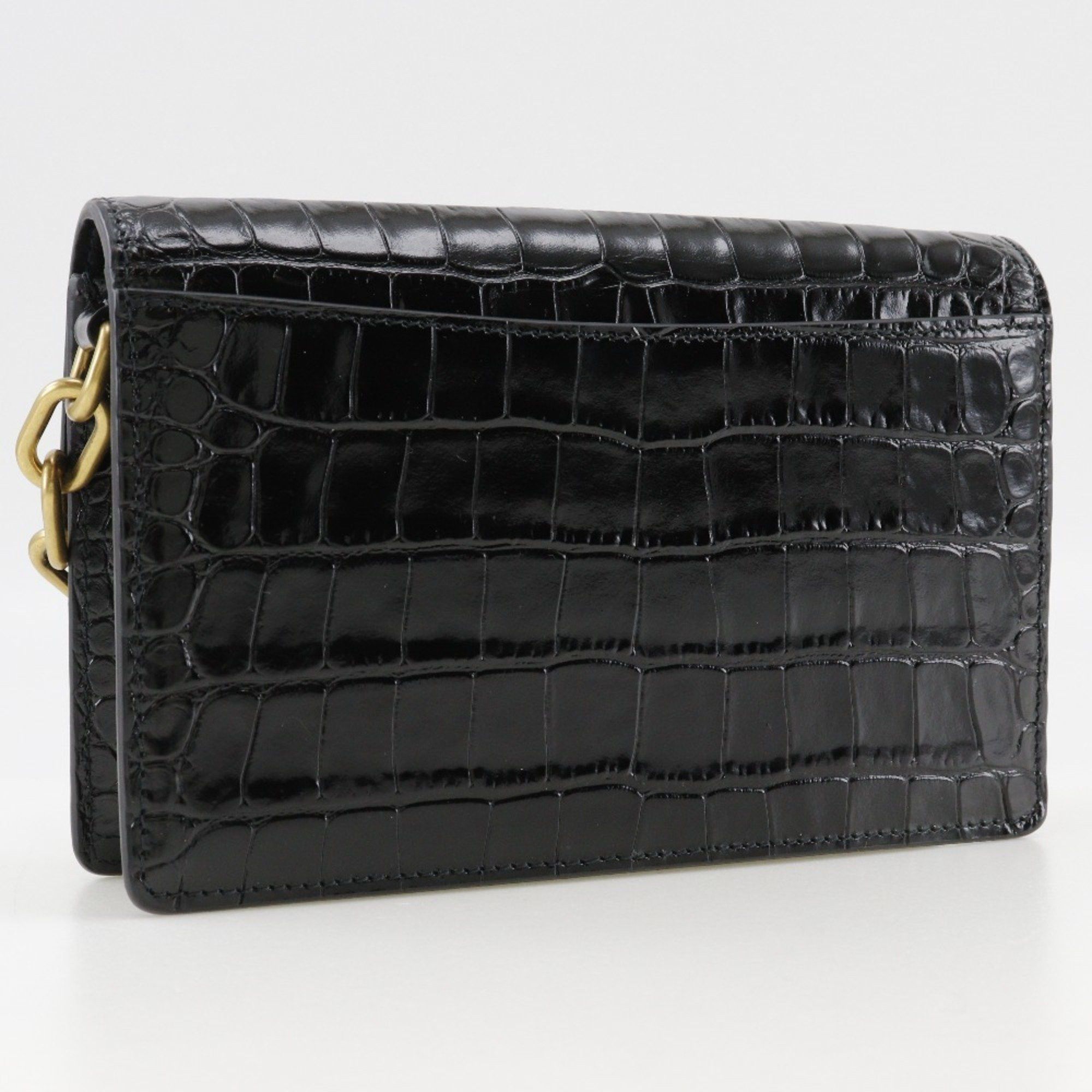 Balenciaga BALENCIAGA Mini Shoulder Bag Clutch Embossed Leather Black 2way Flap Women's Size ONE SIZE - 3 Thumbnail