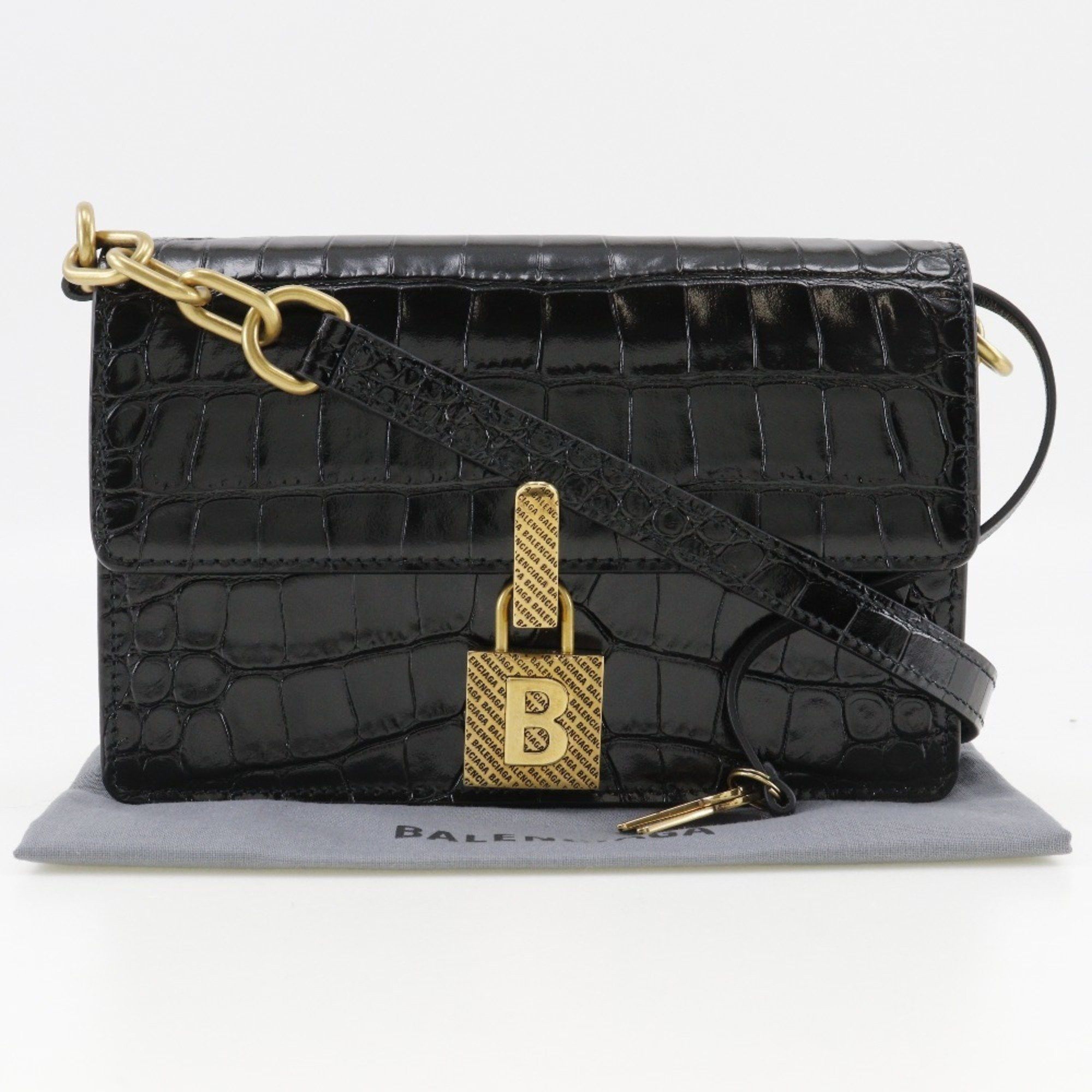 Balenciaga BALENCIAGA Mini Shoulder Bag Clutch Embossed Leather Black 2way Flap Women's Size ONE SIZE - 9 Thumbnail