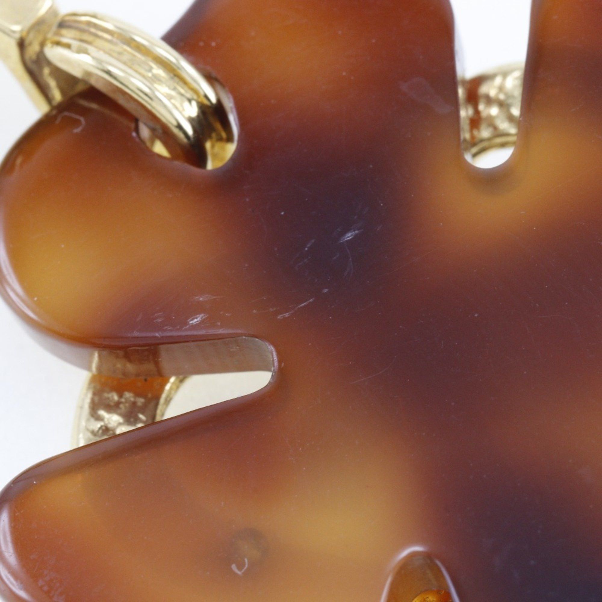 Chanel CHANEL Coco Mark Heart Earrings Clover Gold Plated x Plastic 1995 Brown 95P Approx. 36.0g COCO Women's Size ONE SIZE - 7 Thumbnail