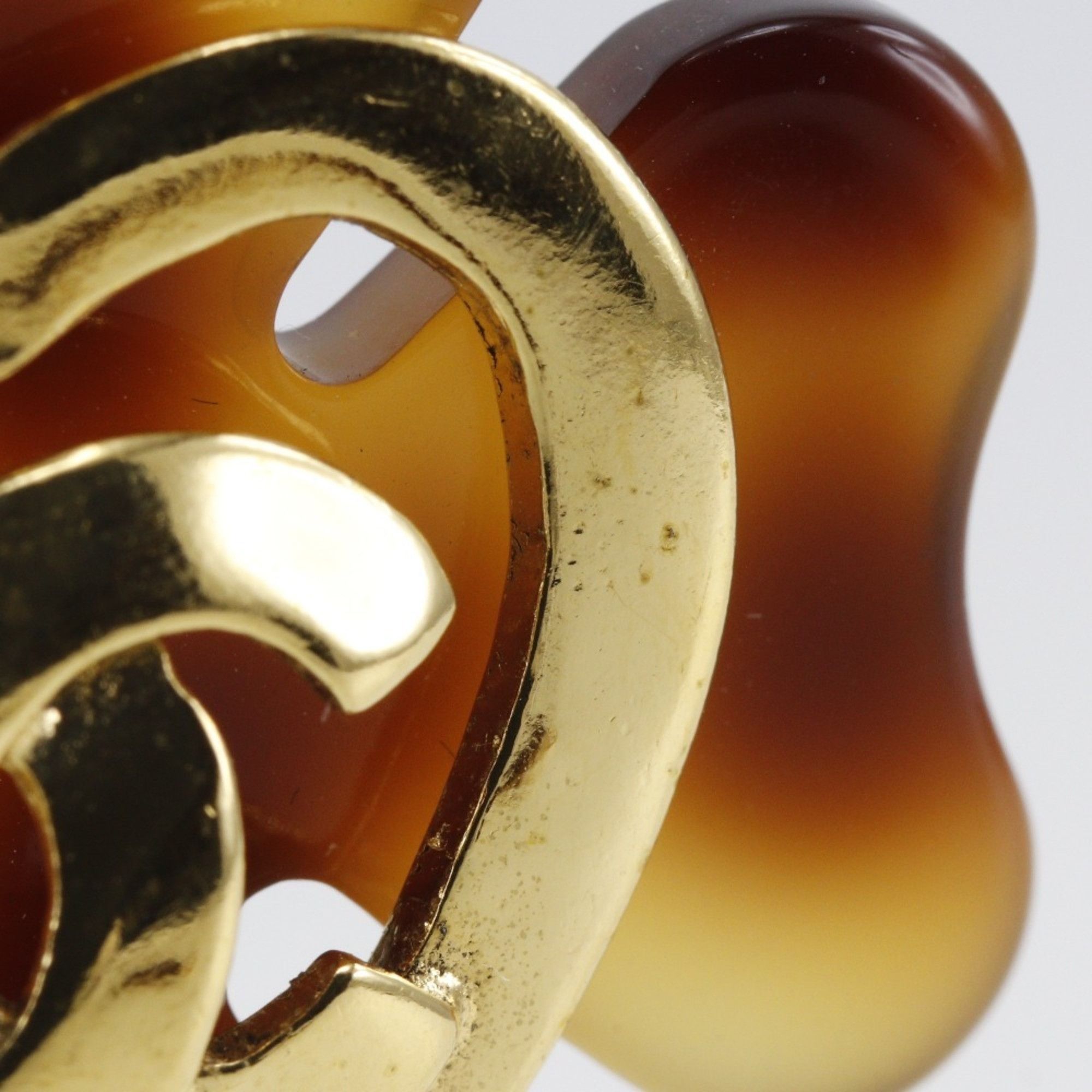 Chanel CHANEL Coco Mark Heart Earrings Clover Gold Plated x Plastic 1995 Brown 95P Approx. 36.0g COCO Women's Size ONE SIZE - 9 Thumbnail