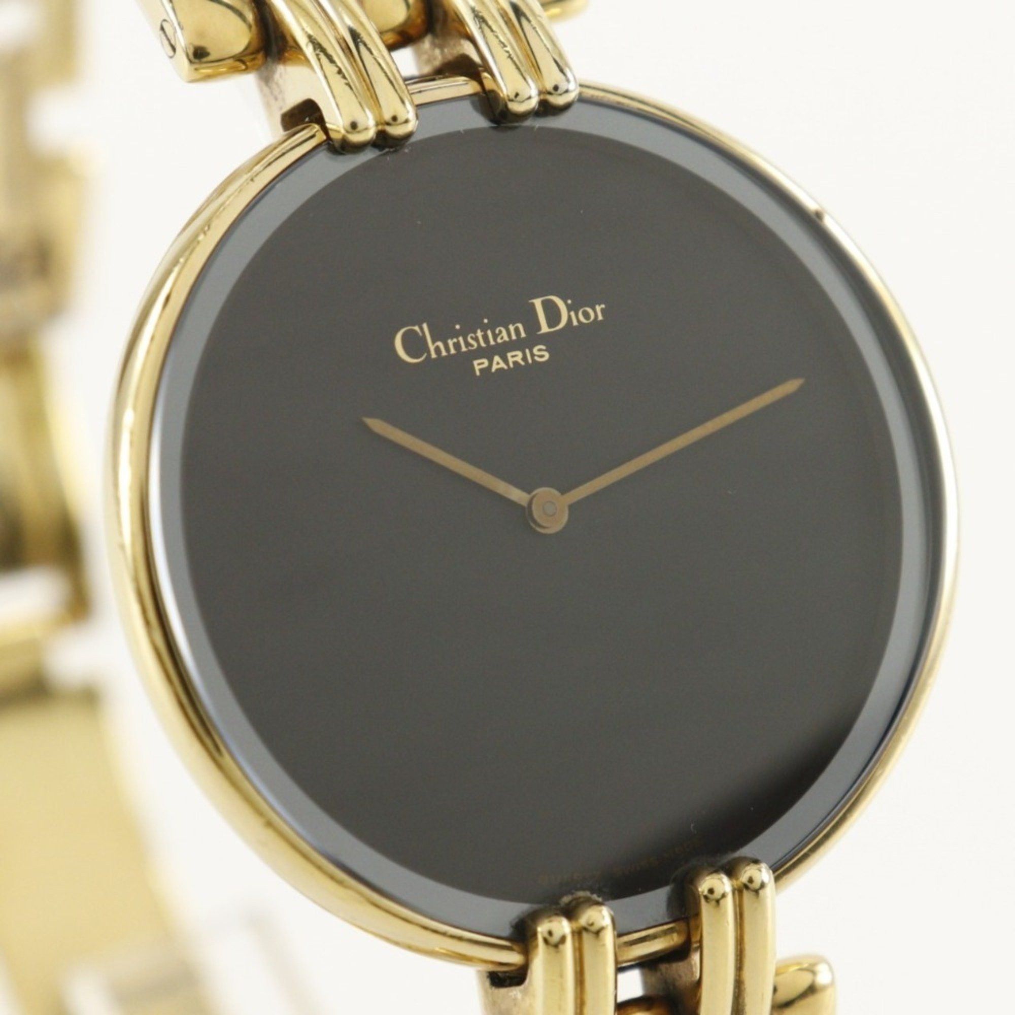 Dior Christian Dior Bakira Watch 47 154-2 Gold Plated Quartz Analog Display Black Dial Men's Size ONE SIZE - 3 Thumbnail