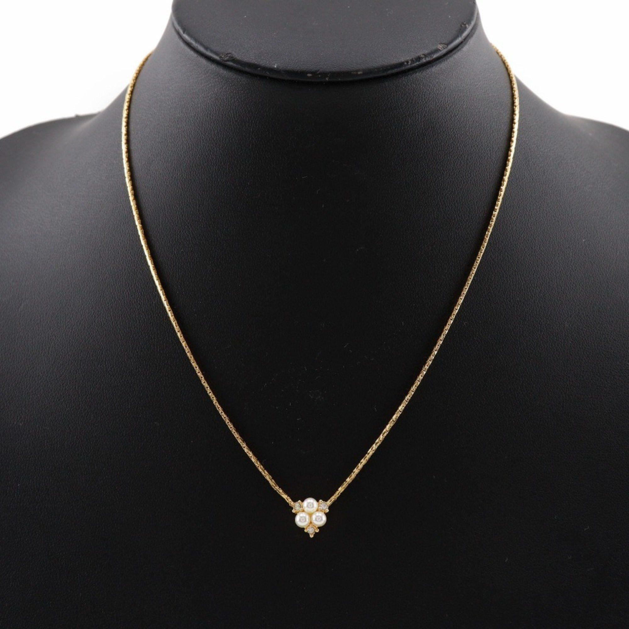 Dior Christian Dior Necklace Gold Plated x Fake Pearl Rhinestone Approx. 5g Women's Size ONE SIZE - 2 Thumbnail