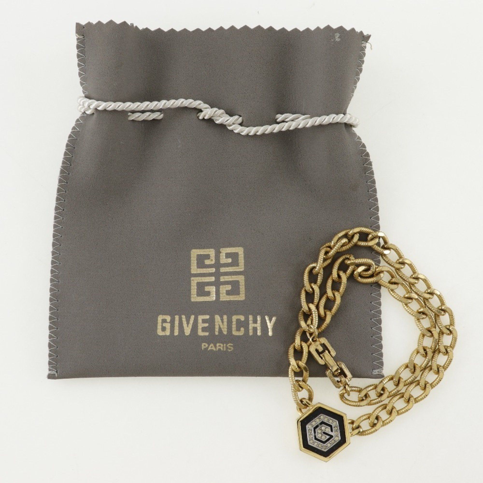 Givenchy Givenchy G necklace, gold plated x rhinestone, black, approx. 41.2g, logo, women's Size ONE SIZE - 10 Thumbnail