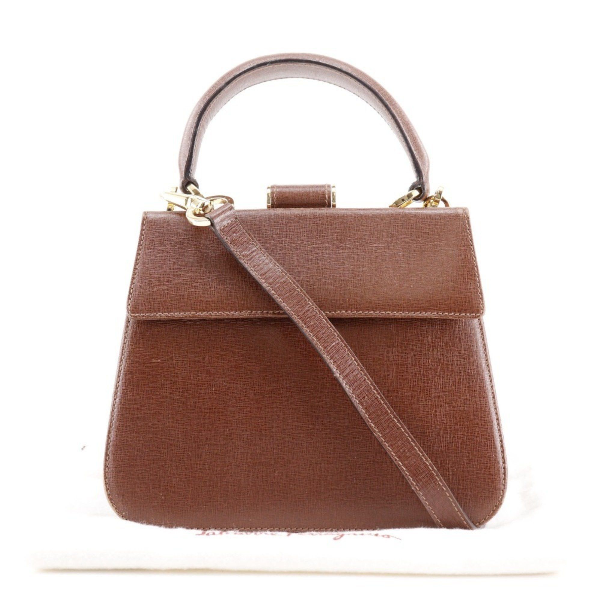 Salvatore Ferragamo Salvatore Ferragamo Shoulder Handbag DK-216167 Leather Brown 2way Women's Size ONE SIZE - 10 Thumbnail
