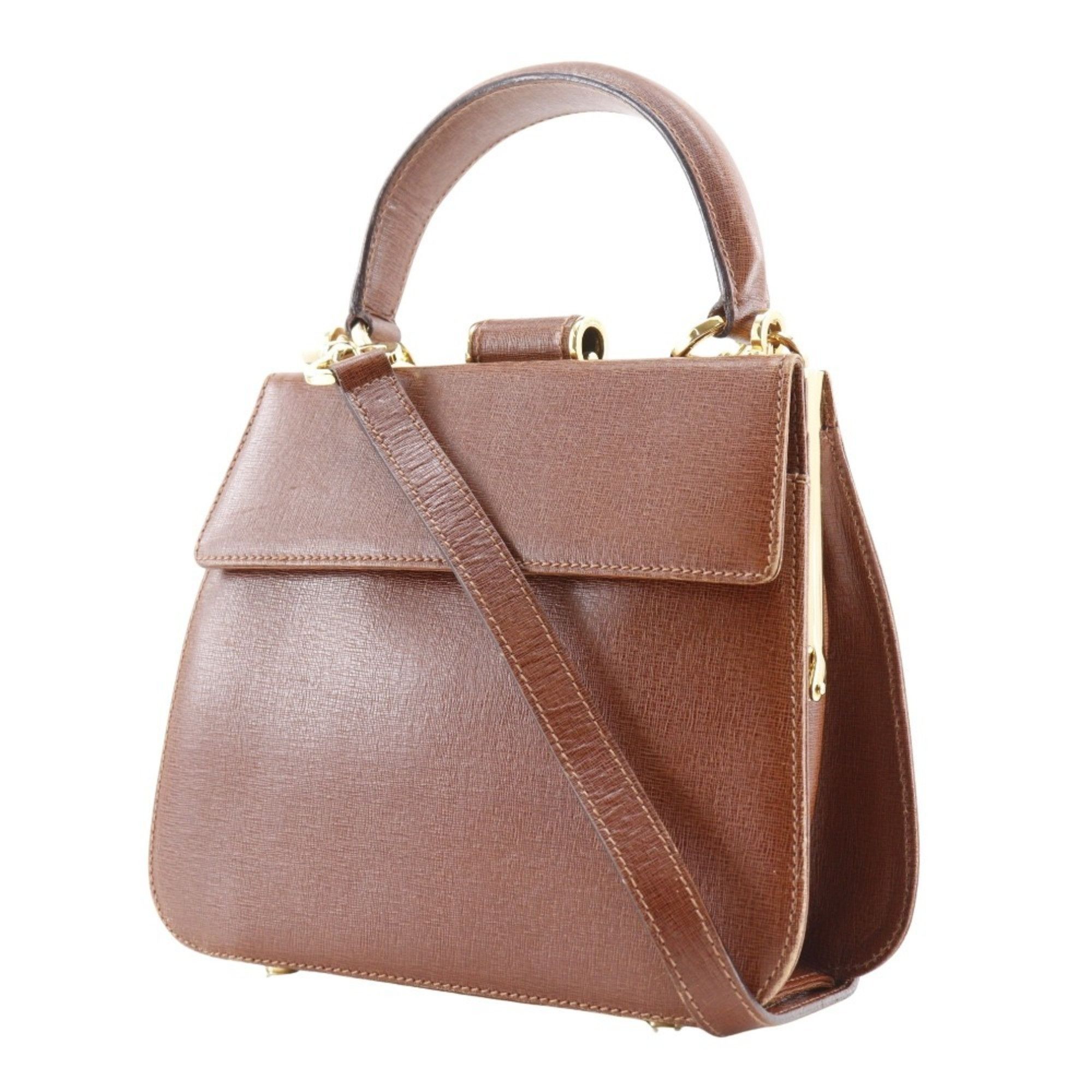 Salvatore Ferragamo Salvatore Ferragamo Shoulder Handbag DK-216167 Leather Brown 2way Women's Size ONE SIZE - 2 Thumbnail
