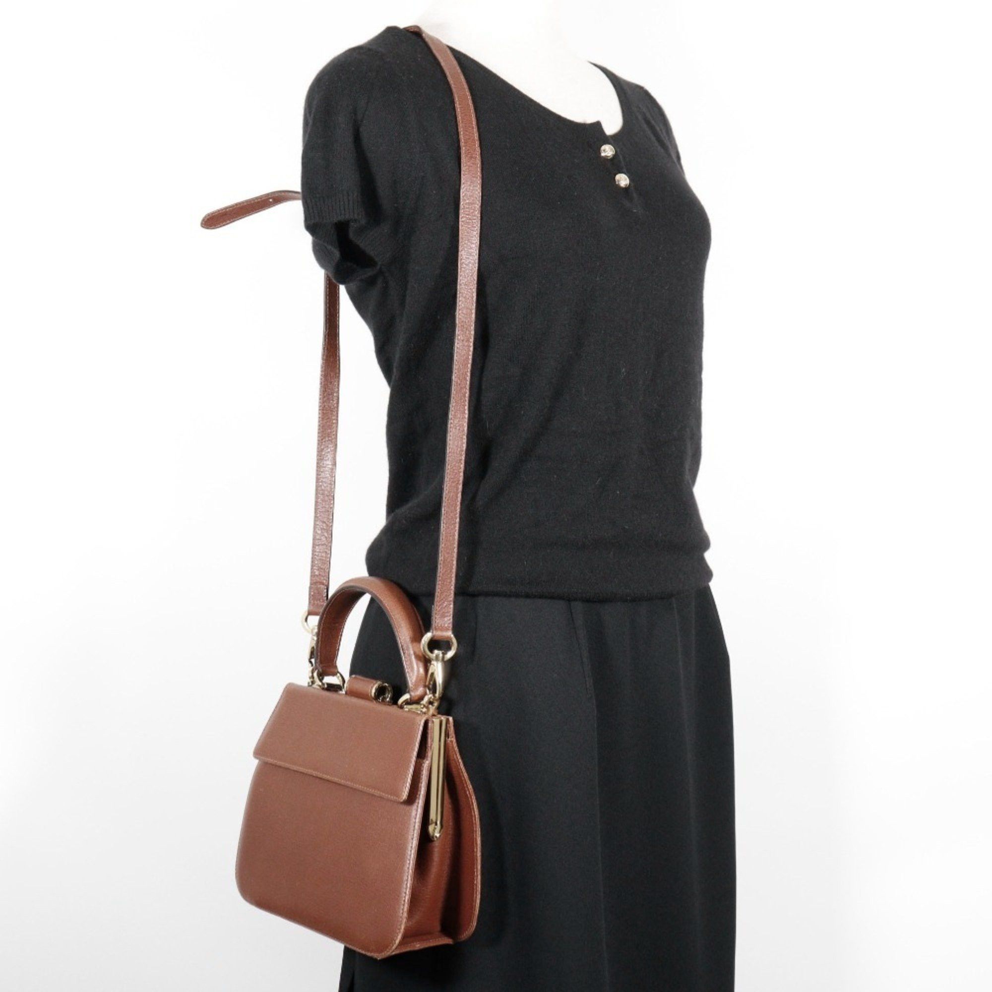 Salvatore Ferragamo Salvatore Ferragamo Shoulder Handbag DK-216167 Leather Brown 2way Women's Size ONE SIZE - 9 Thumbnail