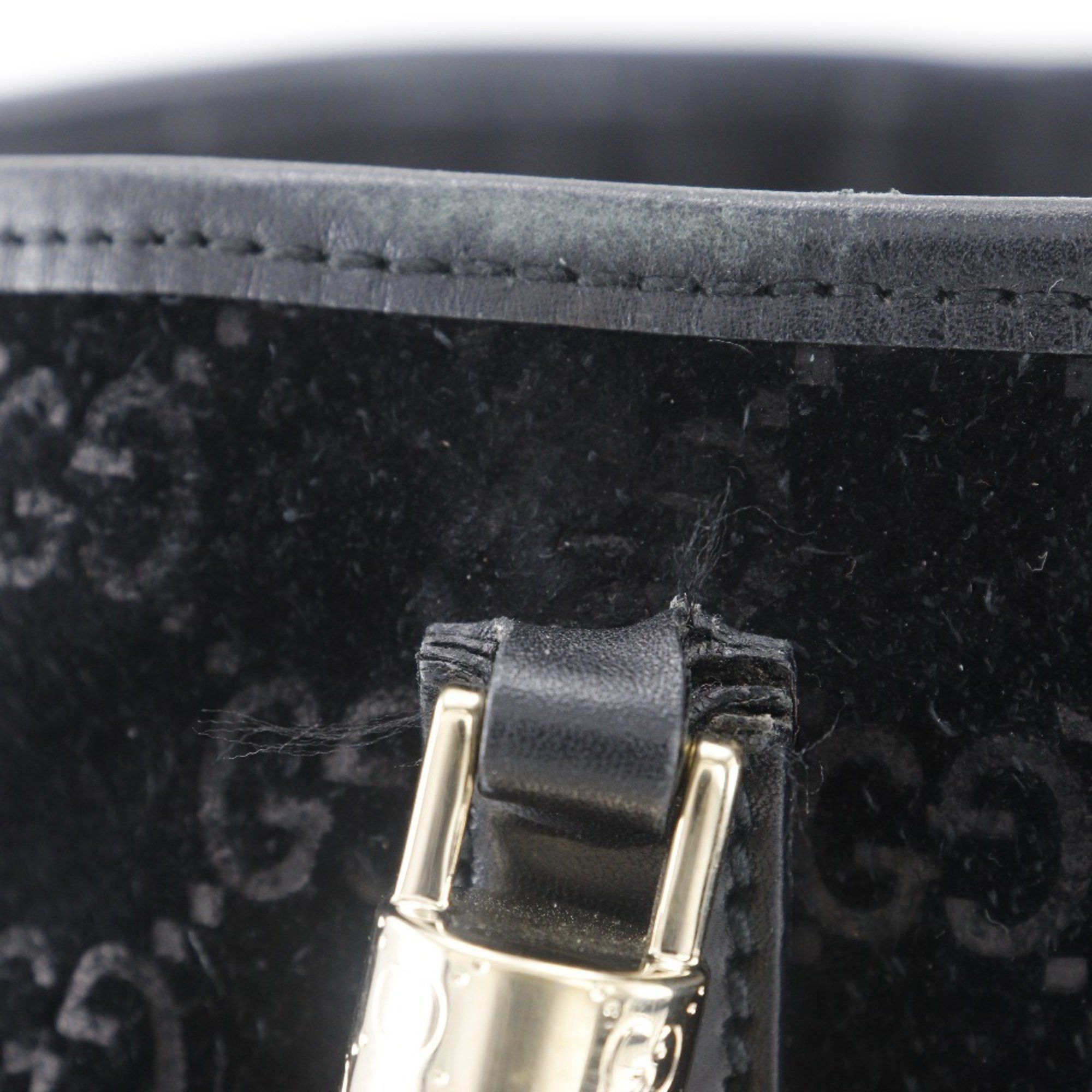 Gucci GUCCI GG Shelly Line Tote Bag 162160 Suede Black Type Unisex Size ONE SIZE - 12 Thumbnail