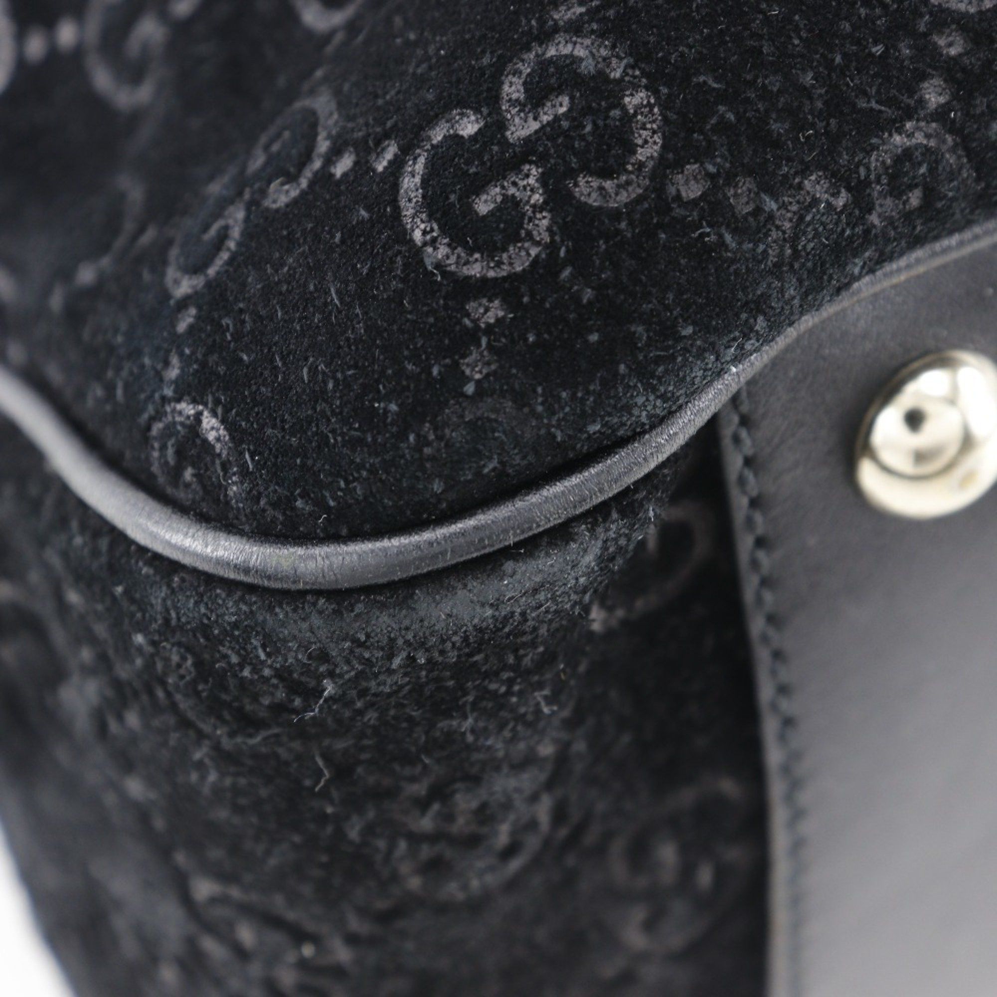 Gucci GUCCI GG Shelly Line Tote Bag 162160 Suede Black Type Unisex Size ONE SIZE - 4 Thumbnail