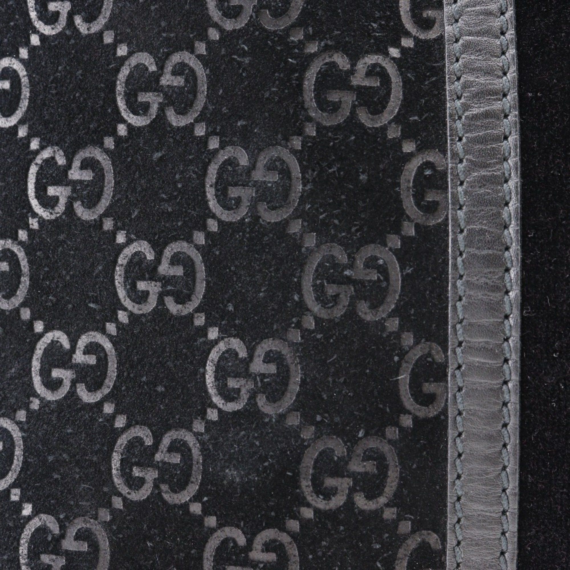 Gucci GUCCI GG Shelly Line Tote Bag 162160 Suede Black Type Unisex Size ONE SIZE - 7 Thumbnail