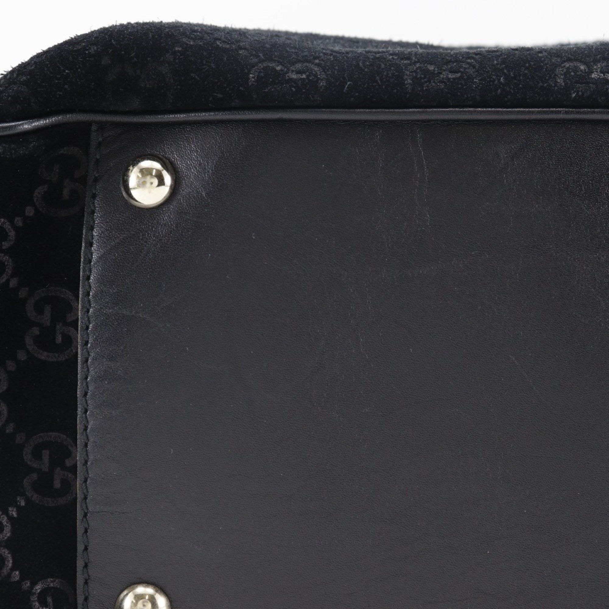 Gucci GUCCI GG Shelly Line Tote Bag 162160 Suede Black Type Unisex Size ONE SIZE - 14 Thumbnail