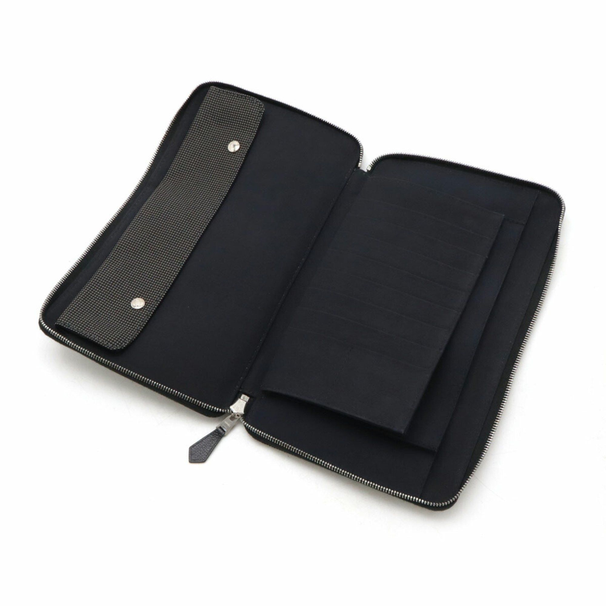 Hermes Hermes Air Line Purse GM Round Long Wallet Passport Case Canvas Grey Size ONE SIZE - 6 Thumbnail