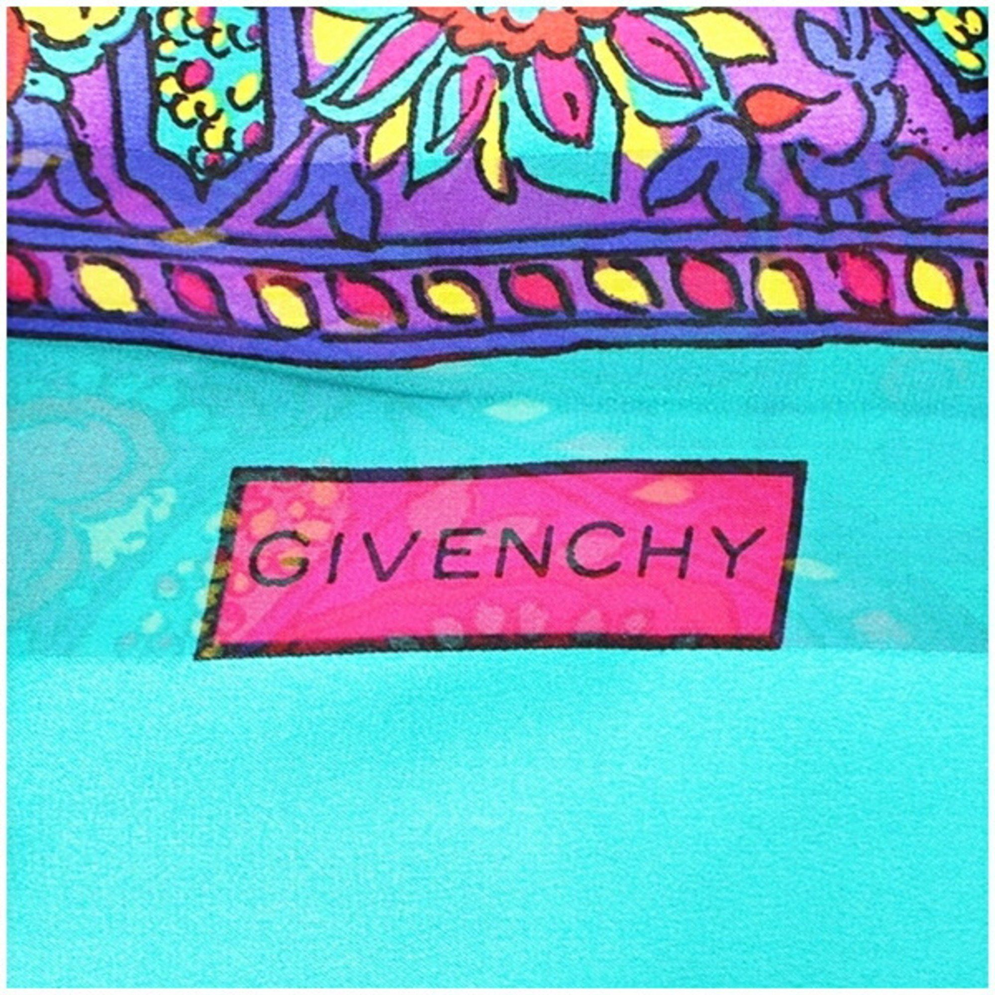 Givenchy Givenchy Silk Large Stole Scarf Muffler Green x Multicolor GIVENCHY Women's Size ONE SIZE - 6 Thumbnail