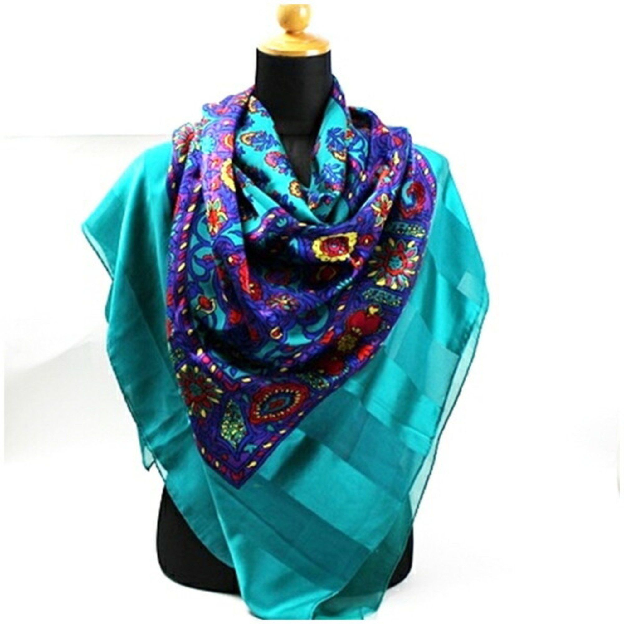 Givenchy Givenchy Silk Large Stole Scarf Muffler Green x Multicolor GIVENCHY Women's Size ONE SIZE - 4 Thumbnail