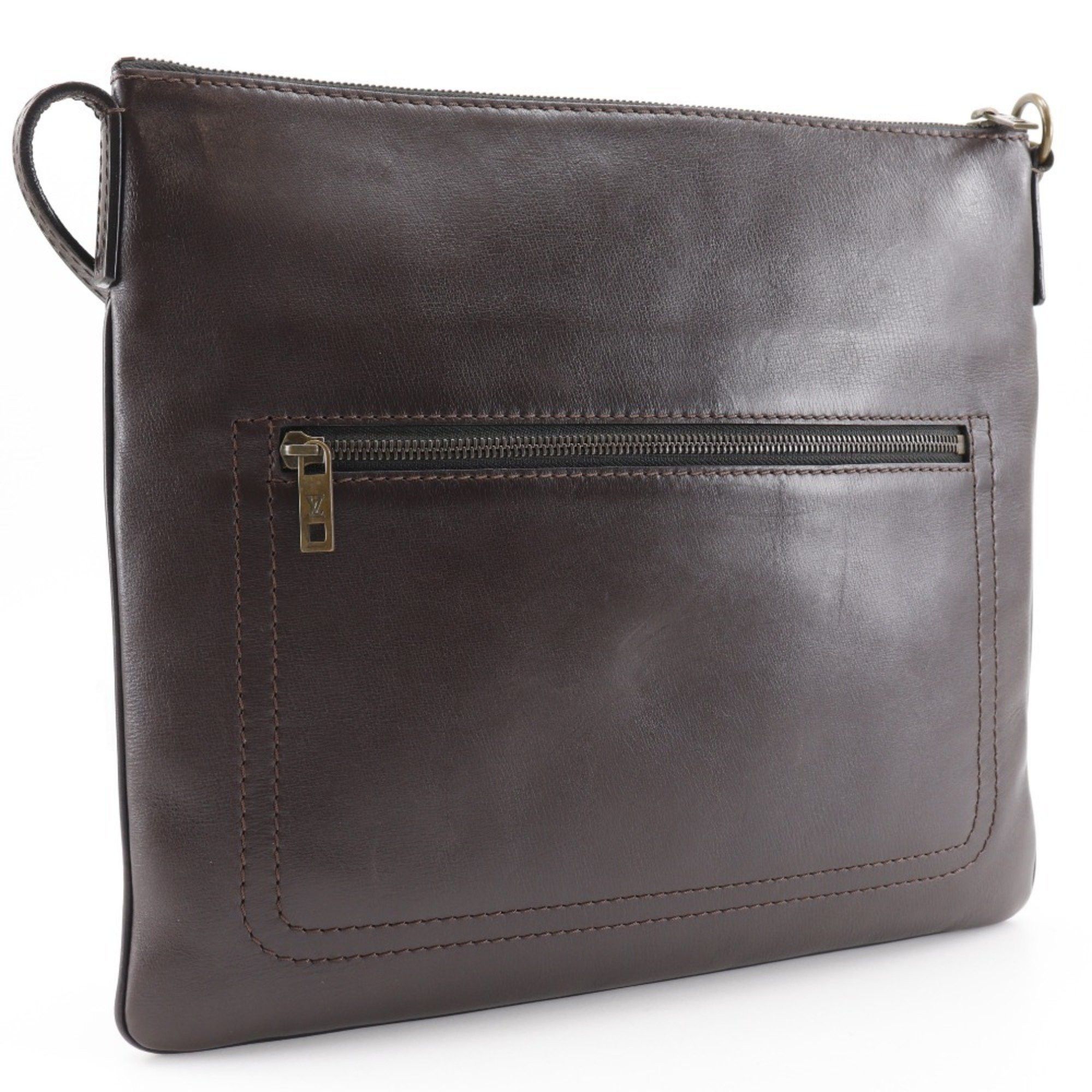 Louis Vuitton Louis Vuitton Sac Plat Shoulder Bag Utah M92073 Calfskin Cafe 2004 Brown LM0024 Men's Size ONE SIZE - 3 Thumbnail
