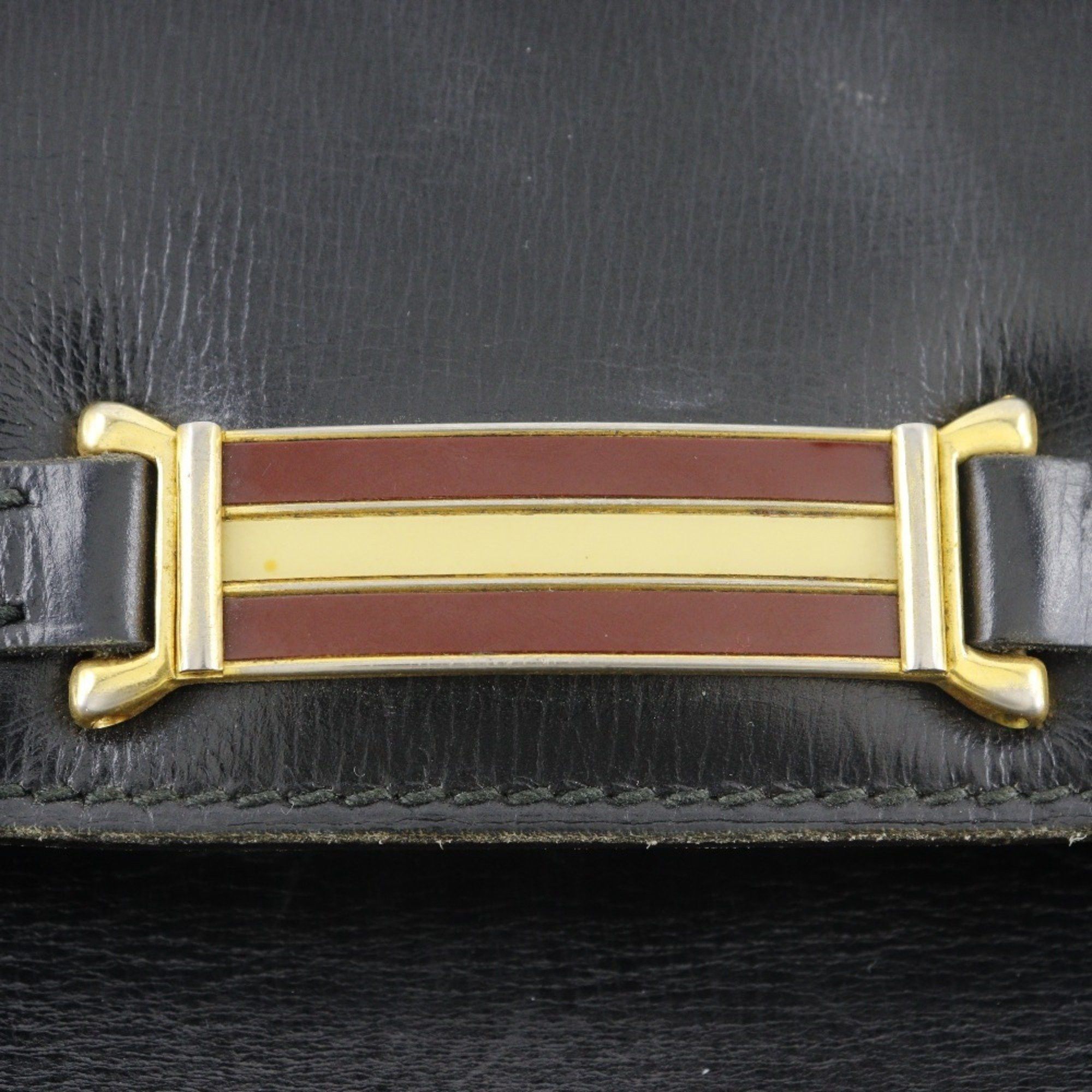 Gucci GUCCI Old Gucci Shoulder Bag Sherry Line Clutch Calf Black 2way Snap Button Women's Size ONE SIZE - 17 Thumbnail